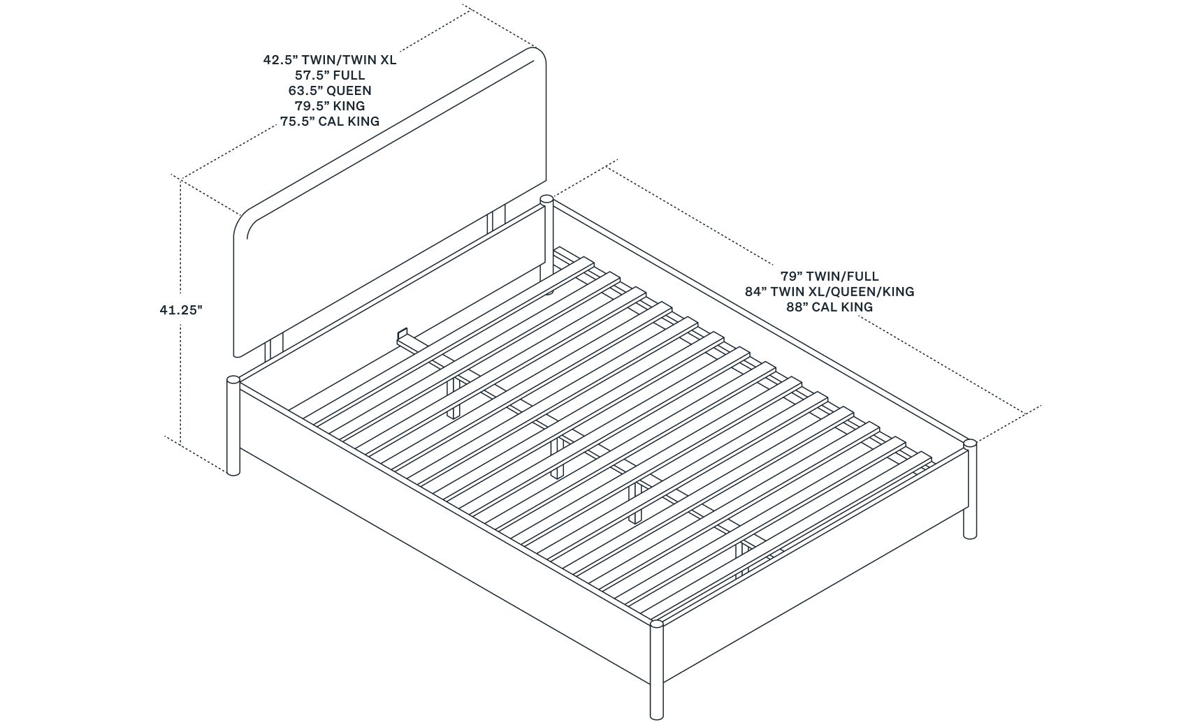 Upholstered Platform Bed size dimensions guide