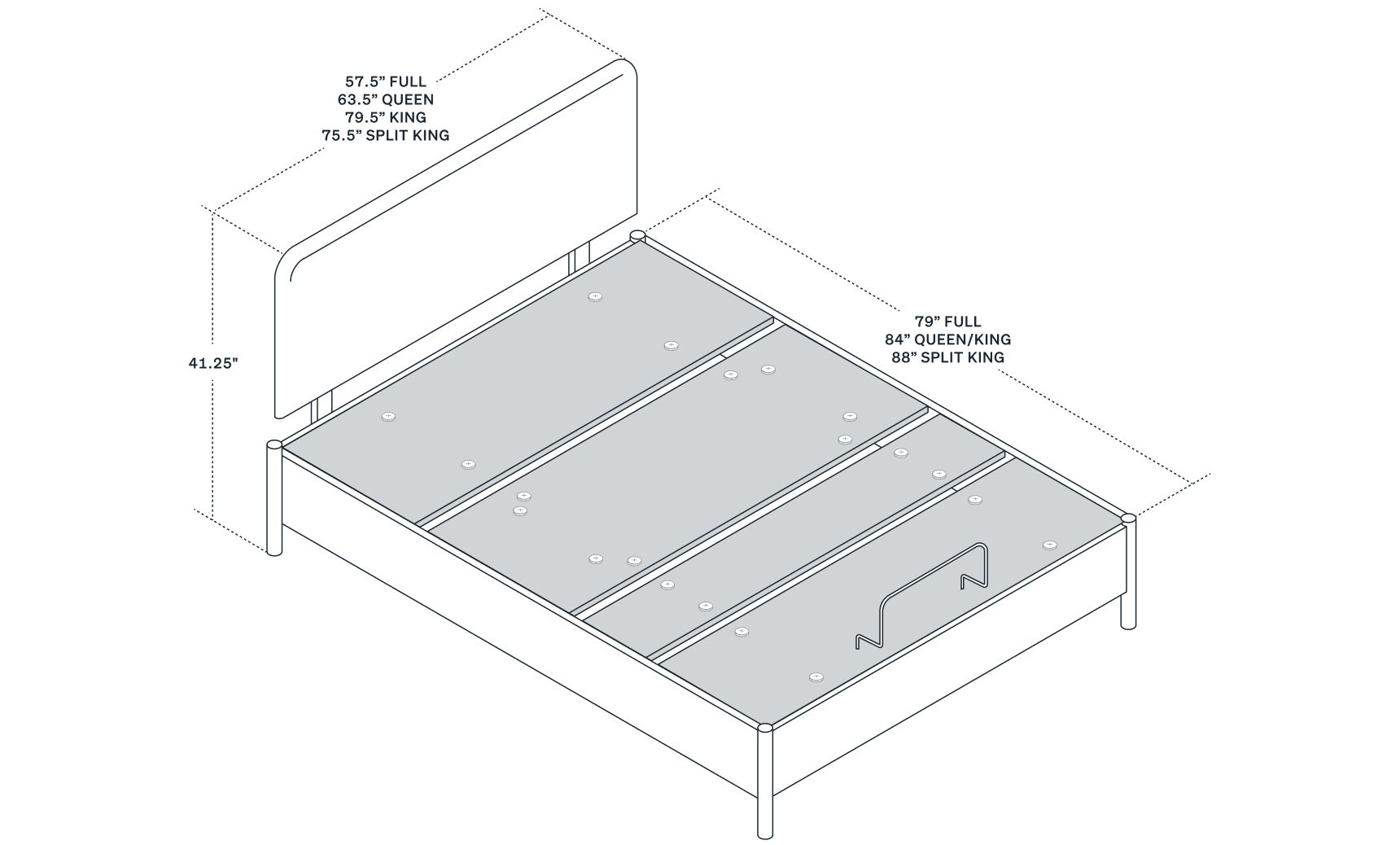 Upholstered Adjustable Bed size dimensions guide