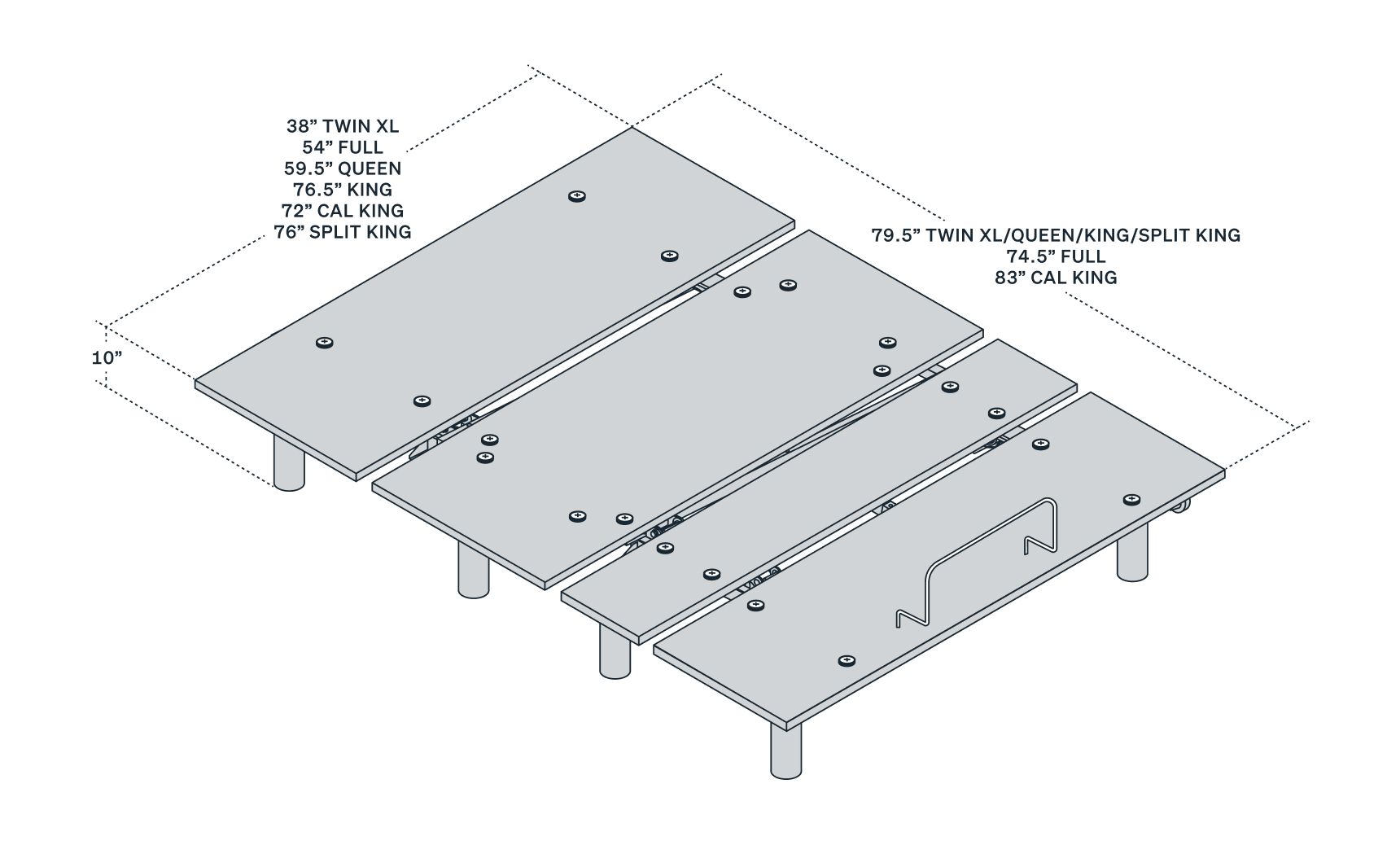 The Endy Adjustable Bed Base size dimensions guide