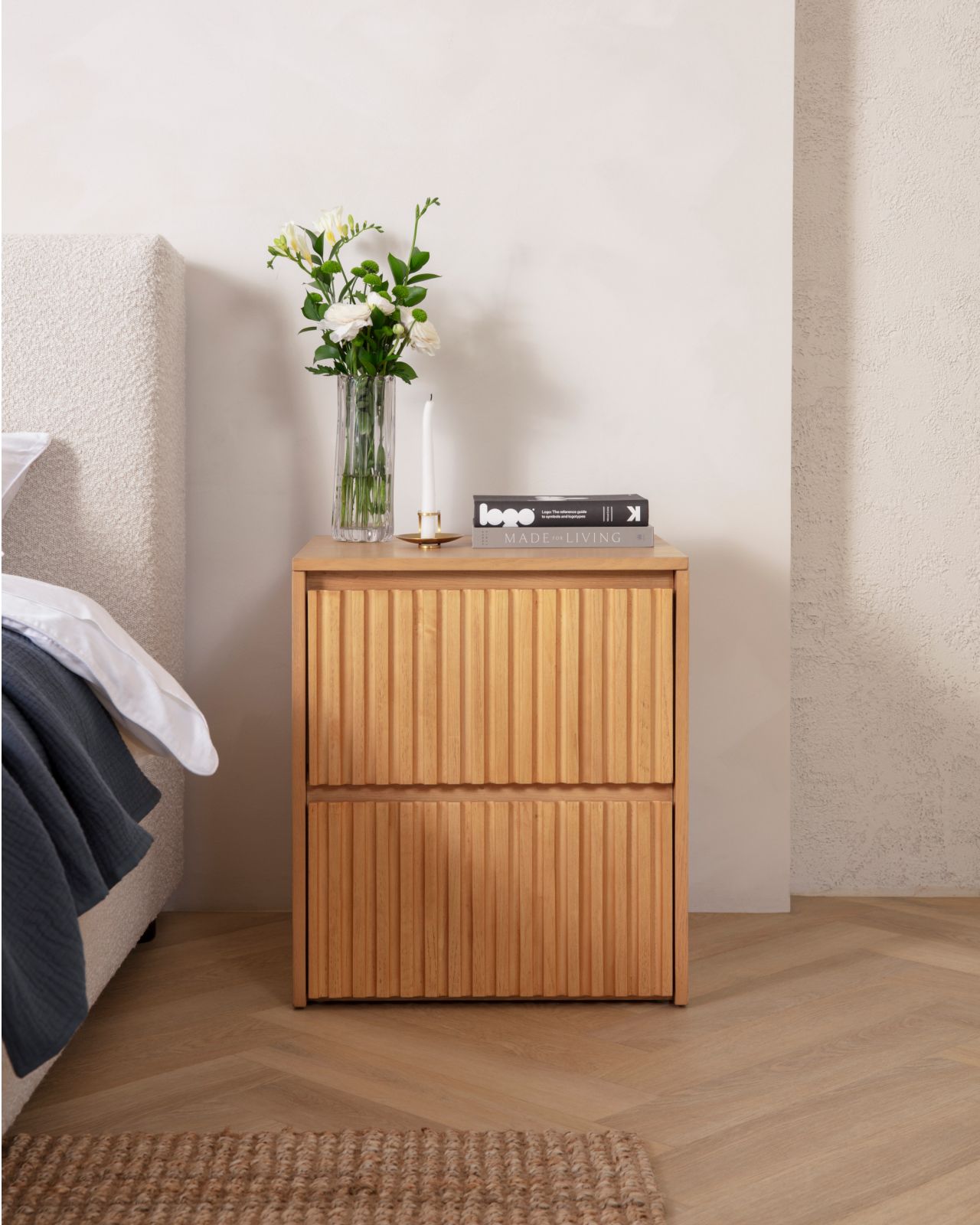 Wooden Nightstand in Natural colour way