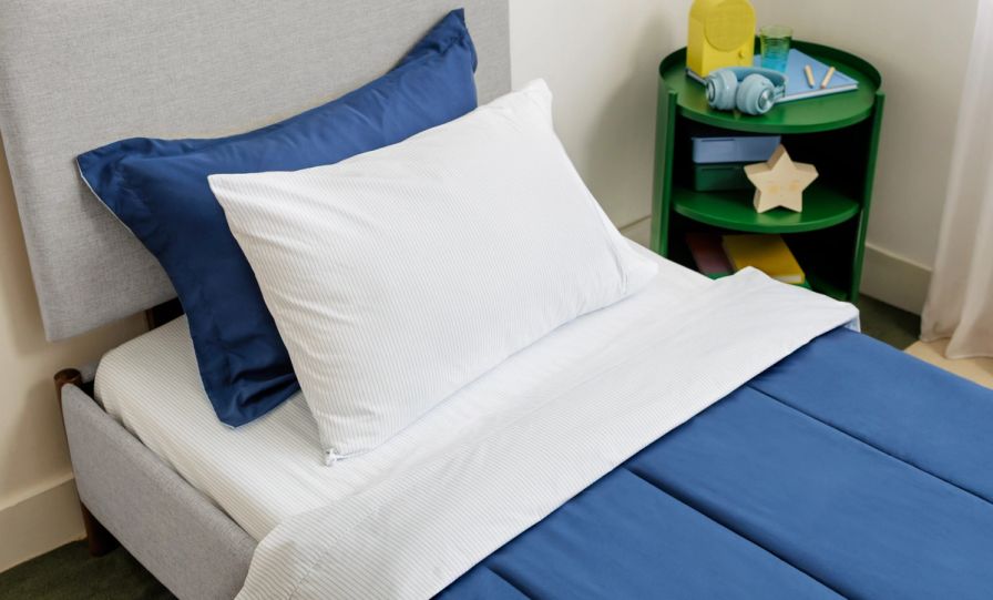 Sheet Refresh Duo in chambray stripe pattern