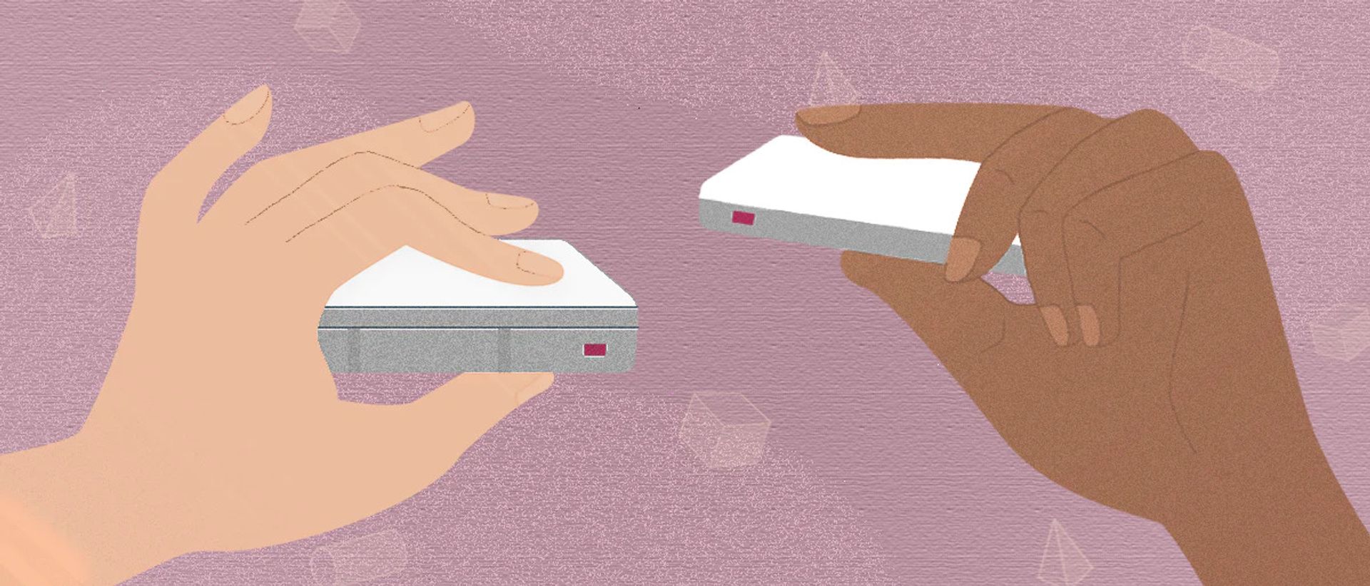 Illustration of hands holding an Endy Hybrid and an Endy Mattress