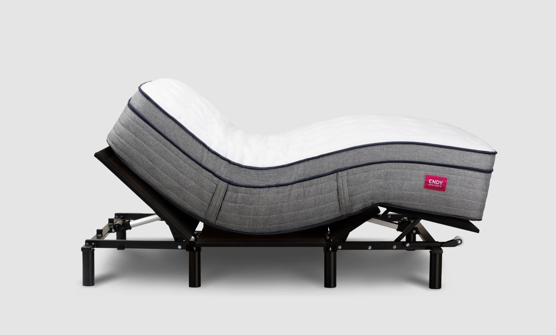 Endy Adjustable Base with a Hybrid mattress on top