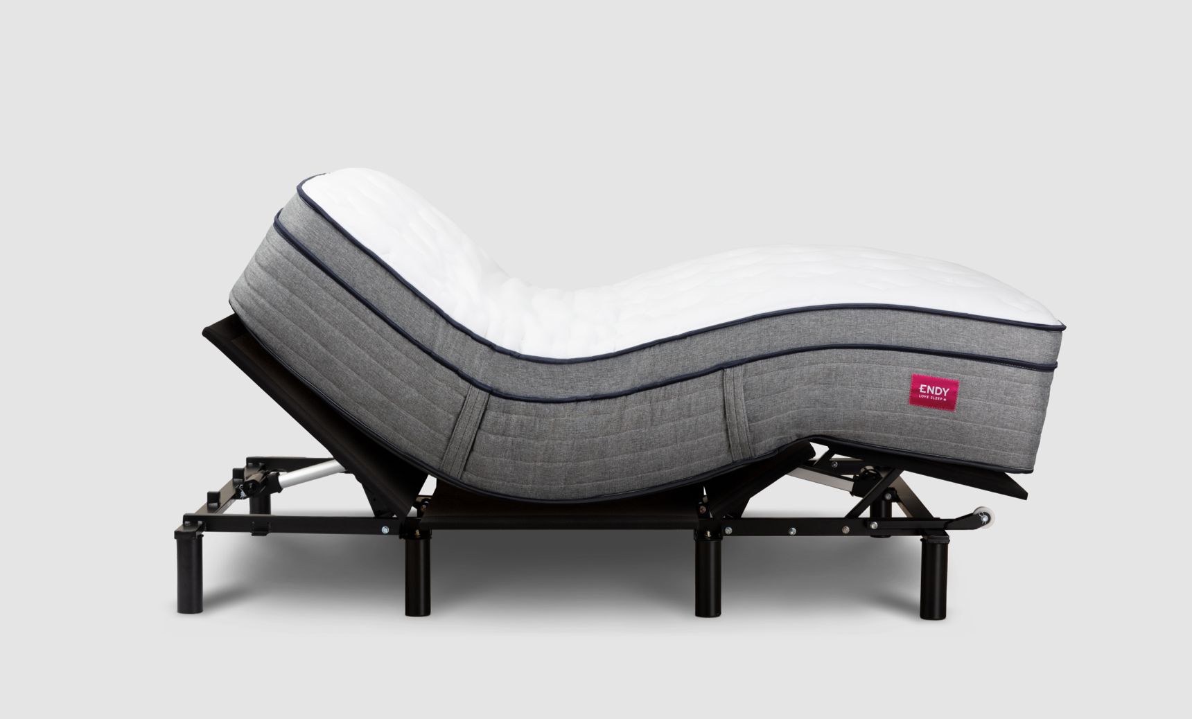 Endy's adjustable bed shown with an Endy Hybrid Mattress