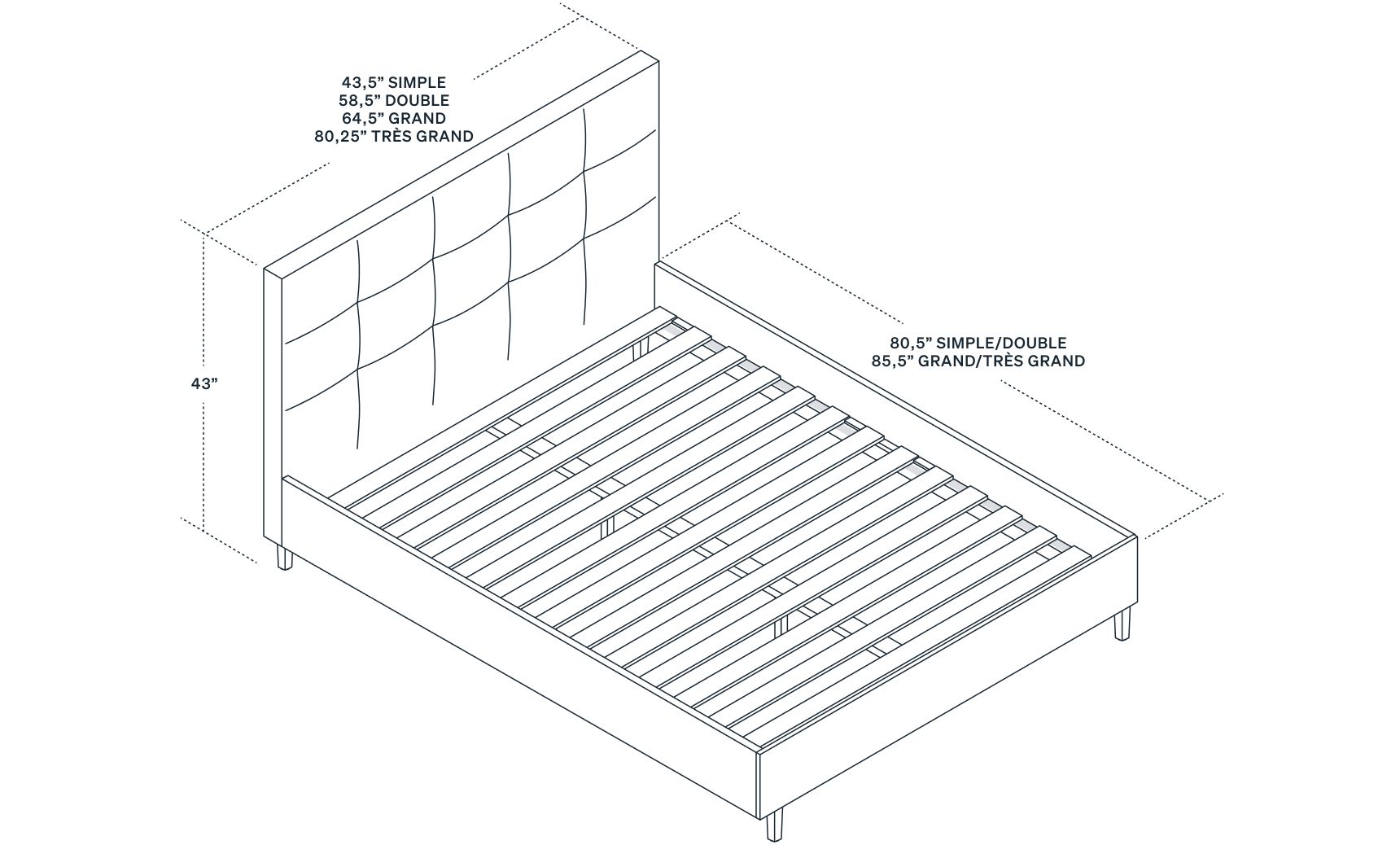 Schéma du produit avec cotes.