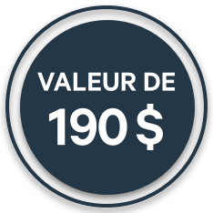 Un badge circulaire indiquant « Valeur de 190 $ »