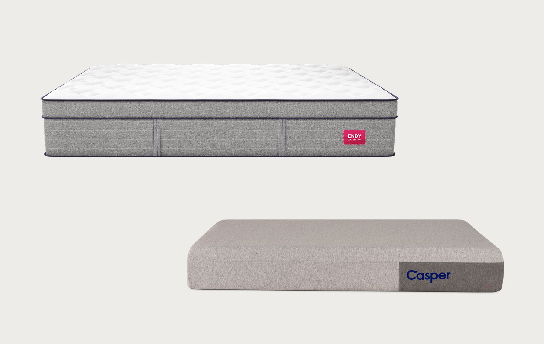 Comparison image showing the Endy Mattress above the Casper Mattress.