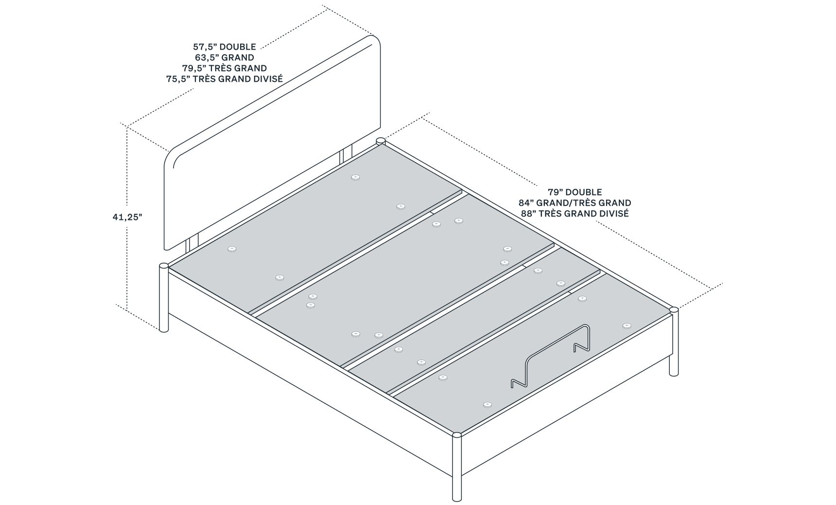 Schéma du produit avec cotes.