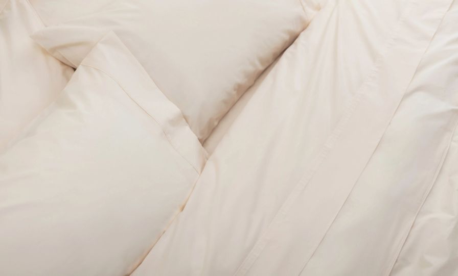 Endy Organic Cotton Duvet Cover (Percale) in Soft Cream colourway.