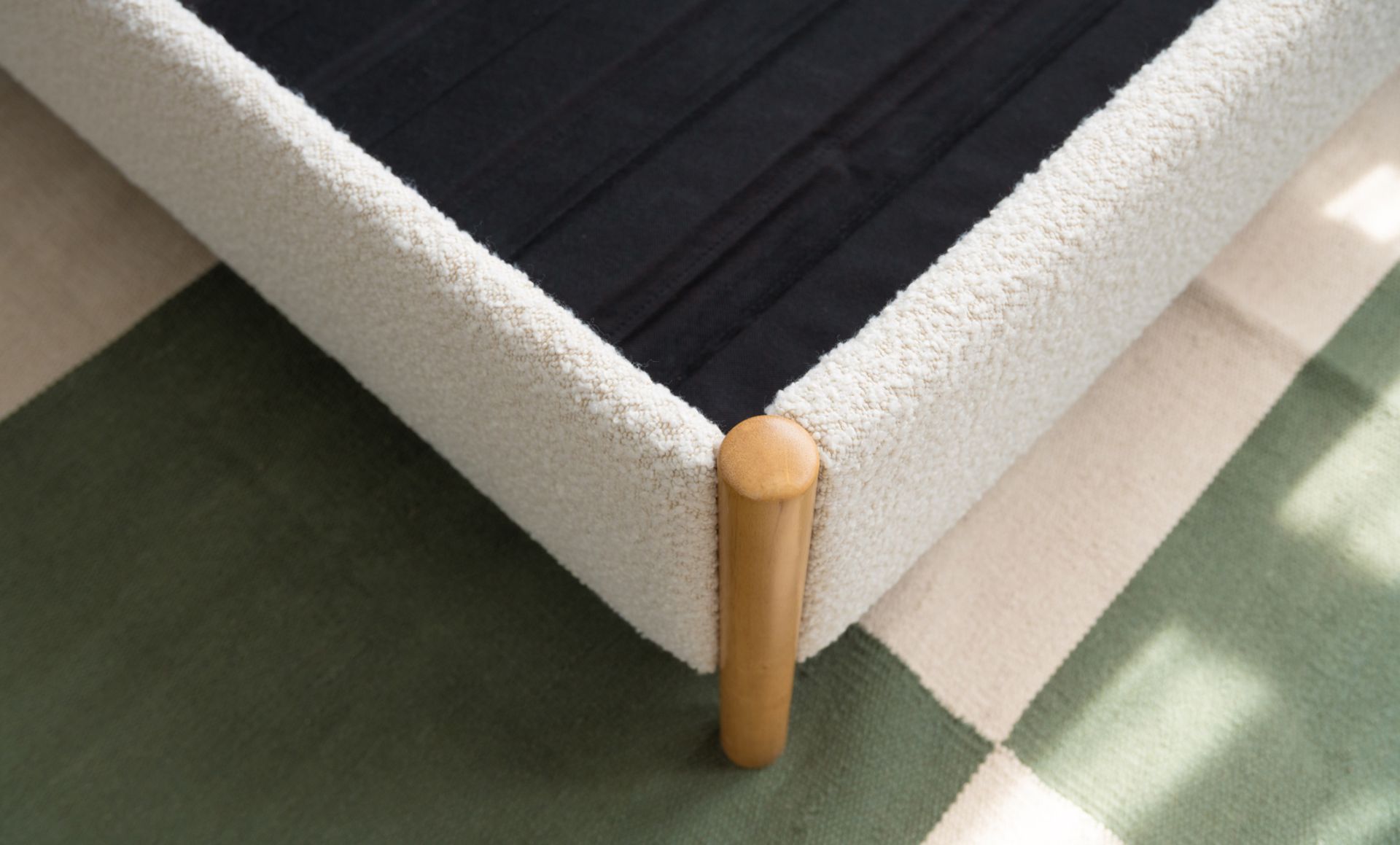 Endy Kids Platform Base in cream colour with natural colour legs