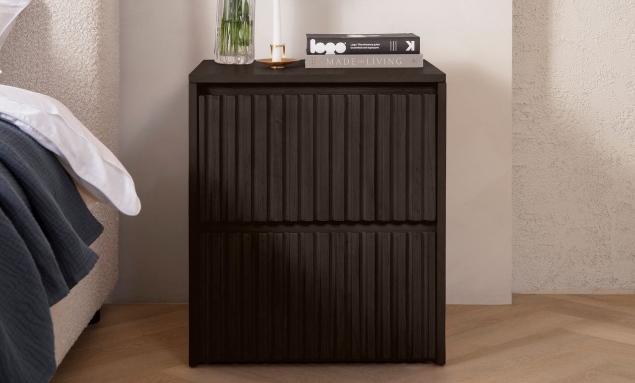 Wooden Nightstand in Black colour way