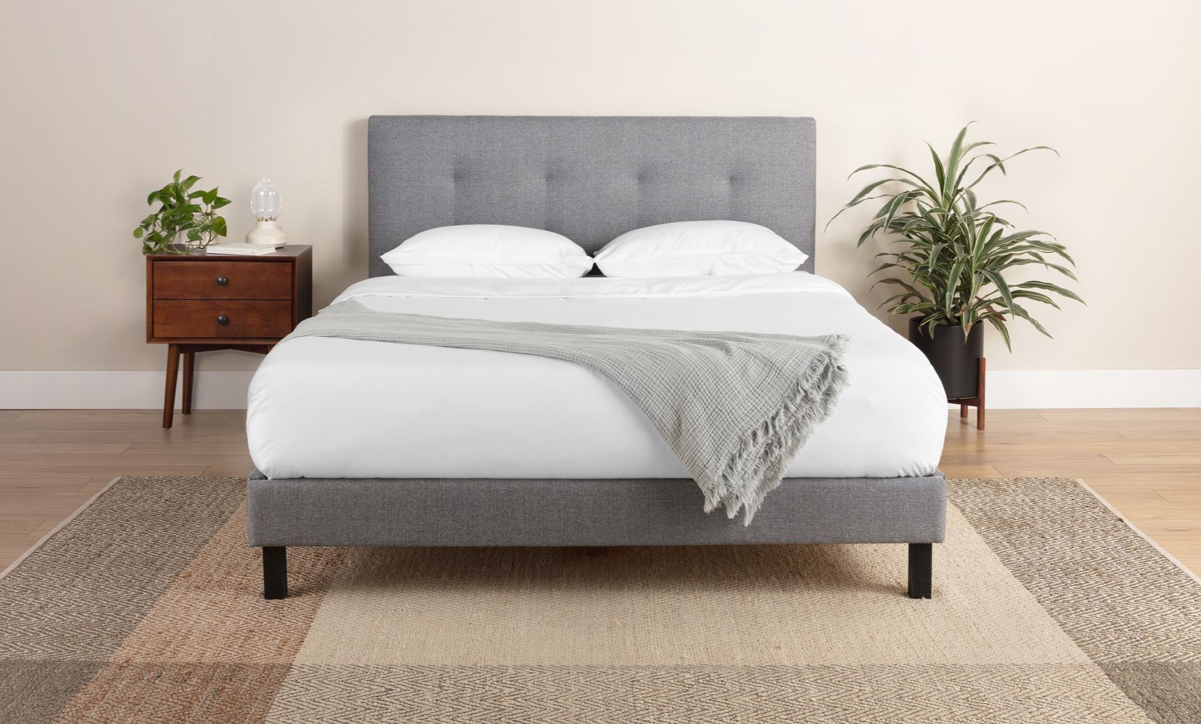 The Endy Upholstered Bed in Heather Grey colourway