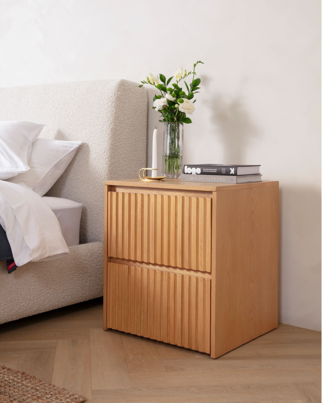 Wooden Nightstand in Natural colour way