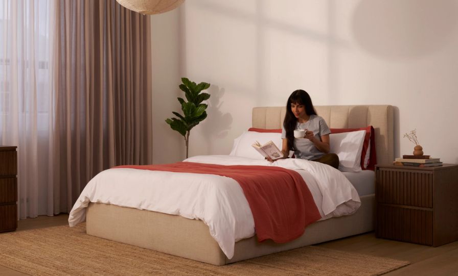 Upholstered Storage Bed Frame in Alabaster colour way
