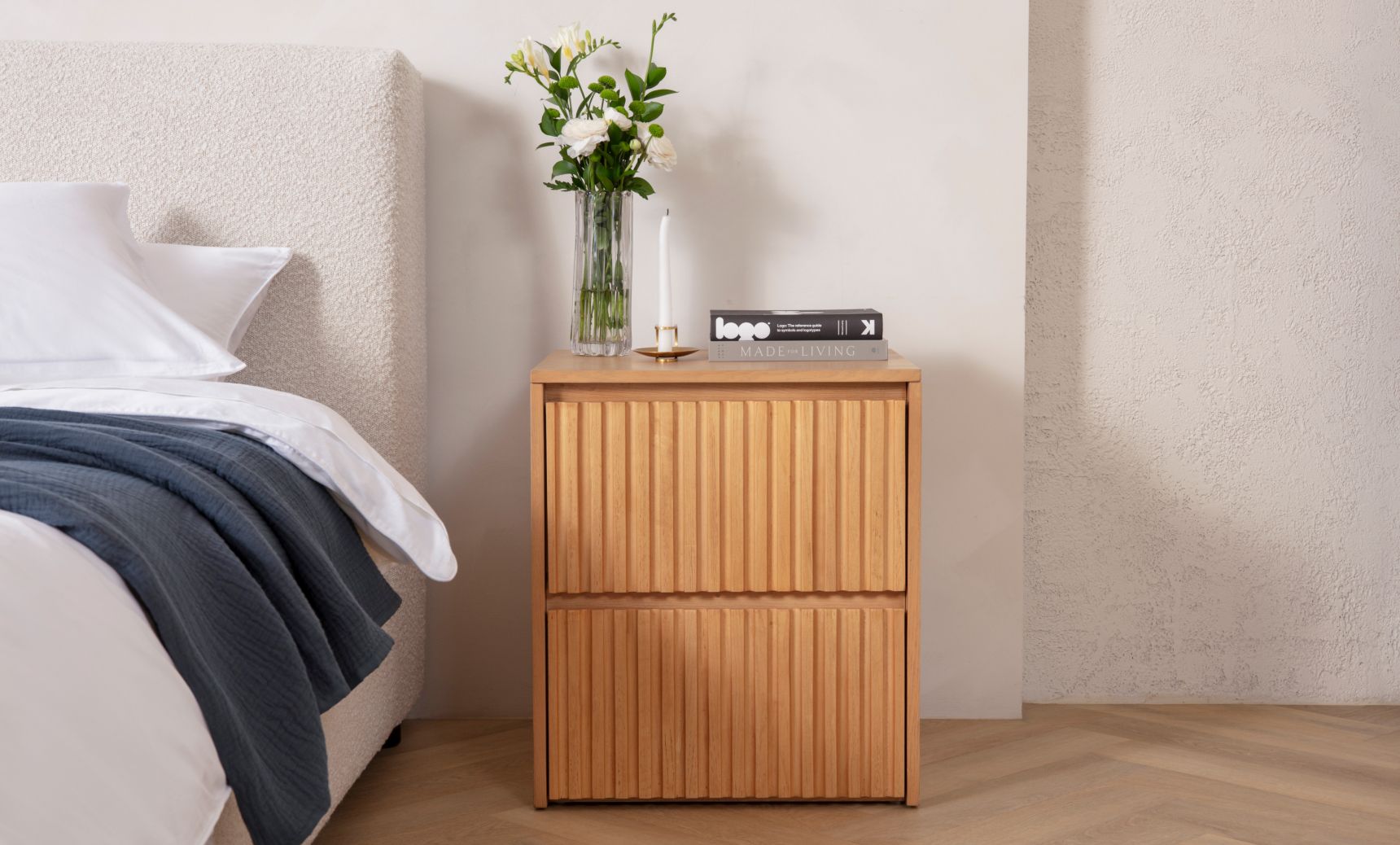 Wooden Nightstand in Natural colour way