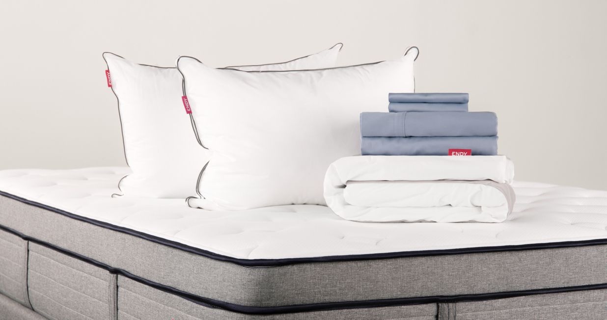 The Endy Hybrid Mattress with The Endy Deluxe Sleep Set.
