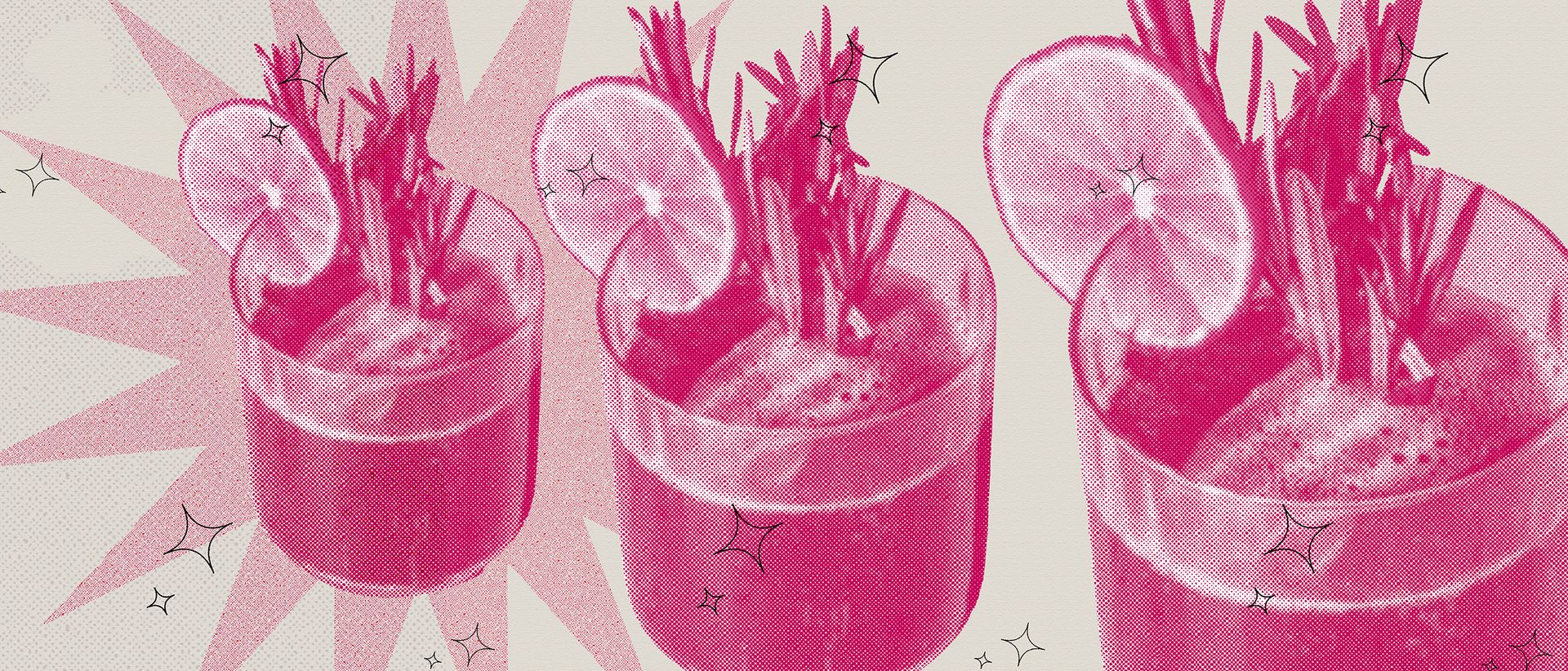 An illustration of a mocktail drink, garnished with a slice of lime