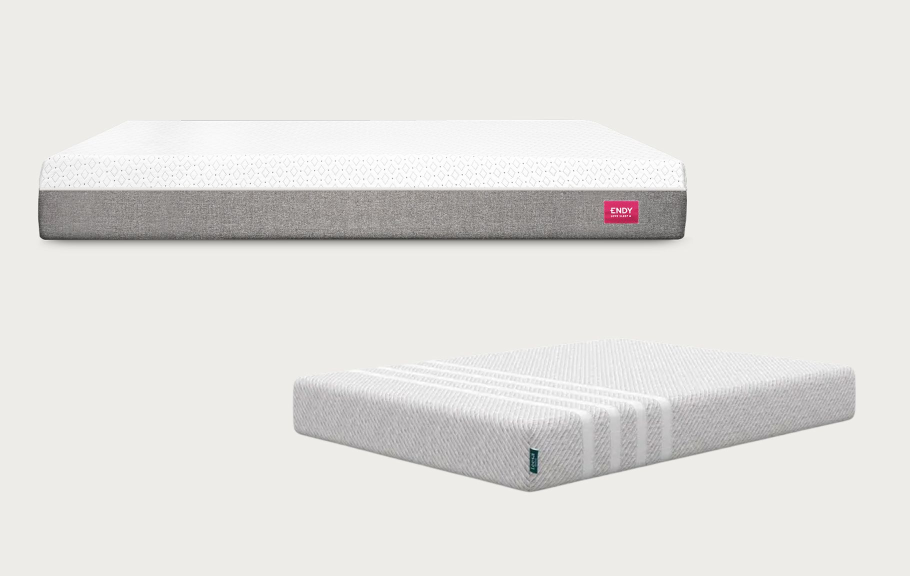 Comparison image showing the Endy Mattress above the Leesa Mattress.