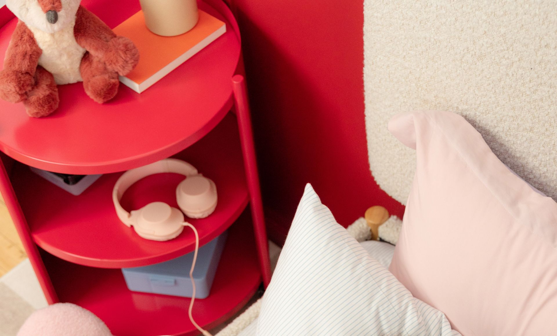 The Endy Kids Swivel Nightstand in rubine colour way