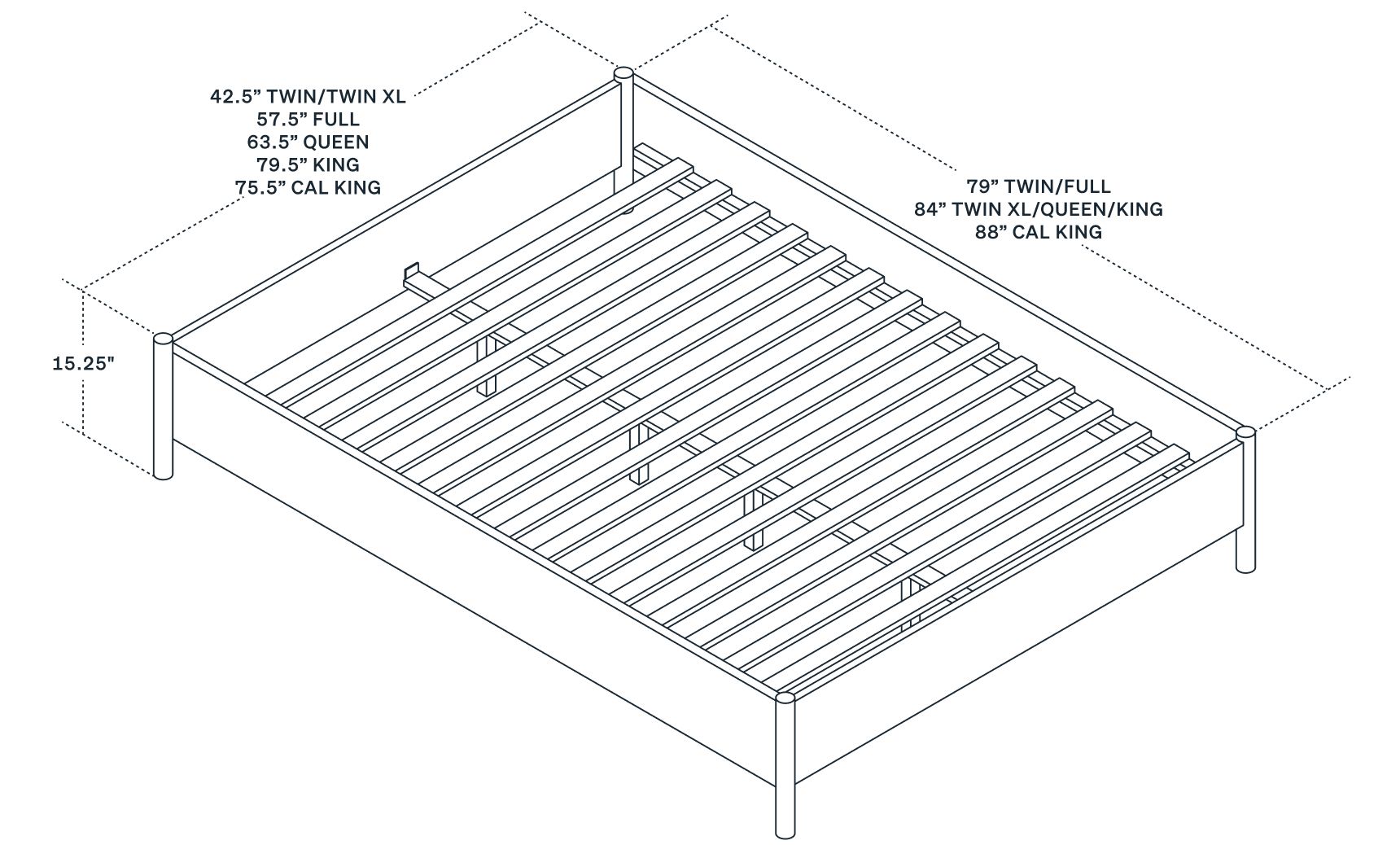 Upholstered Platform Base size dimensions guide