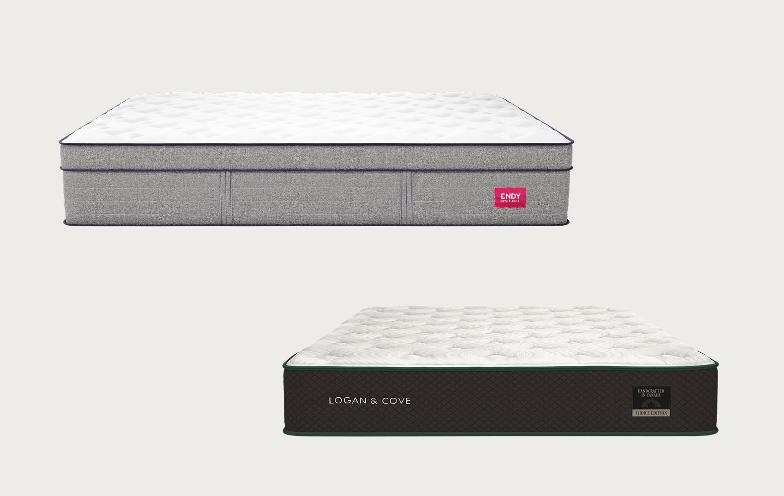 Endy Hybrid Mattress and the Logan & Cove Choice Hybrid Mattress.