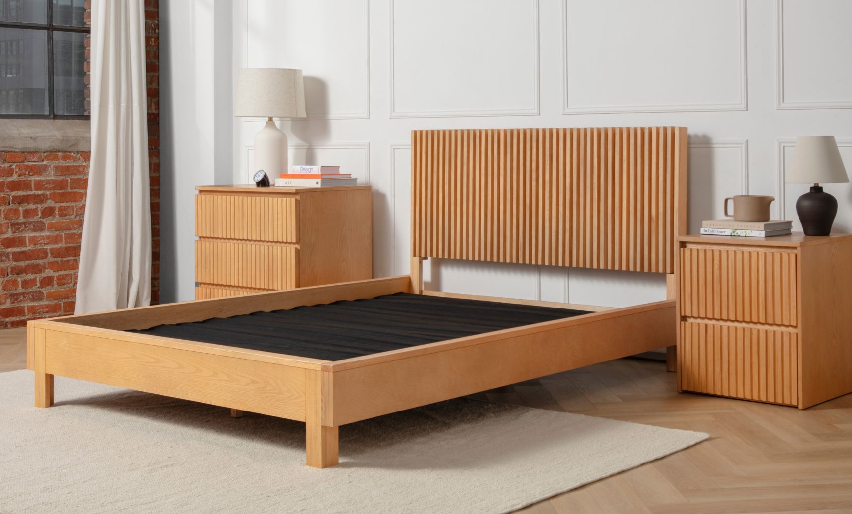 Wooden Bed in Natural colour way