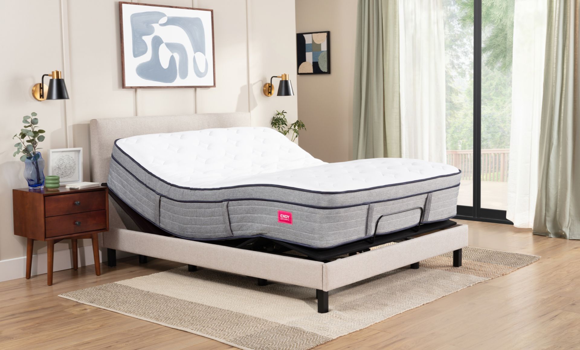 Endy Hybrid mattress on an adjustable bed