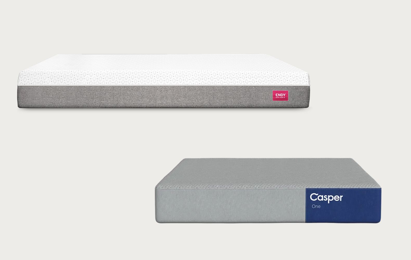 Endy Mattress next to Casper Mattress.