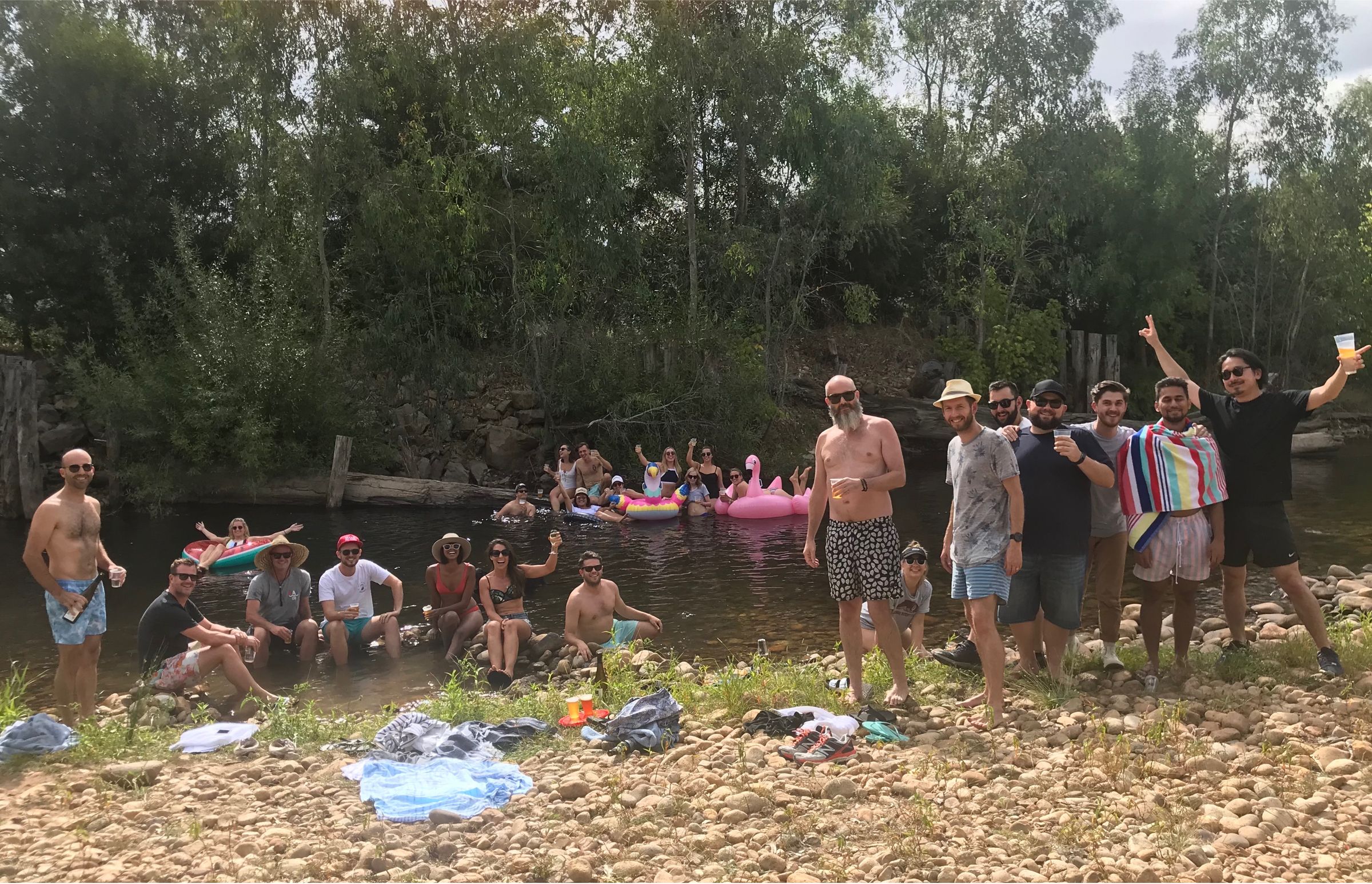 The Royals crew enjoy the river at King Valley