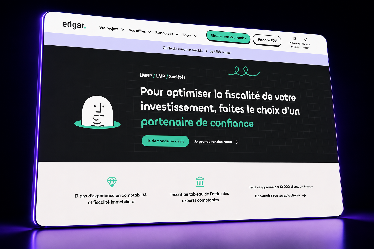 Screenshot of the Bonjour Edgar website