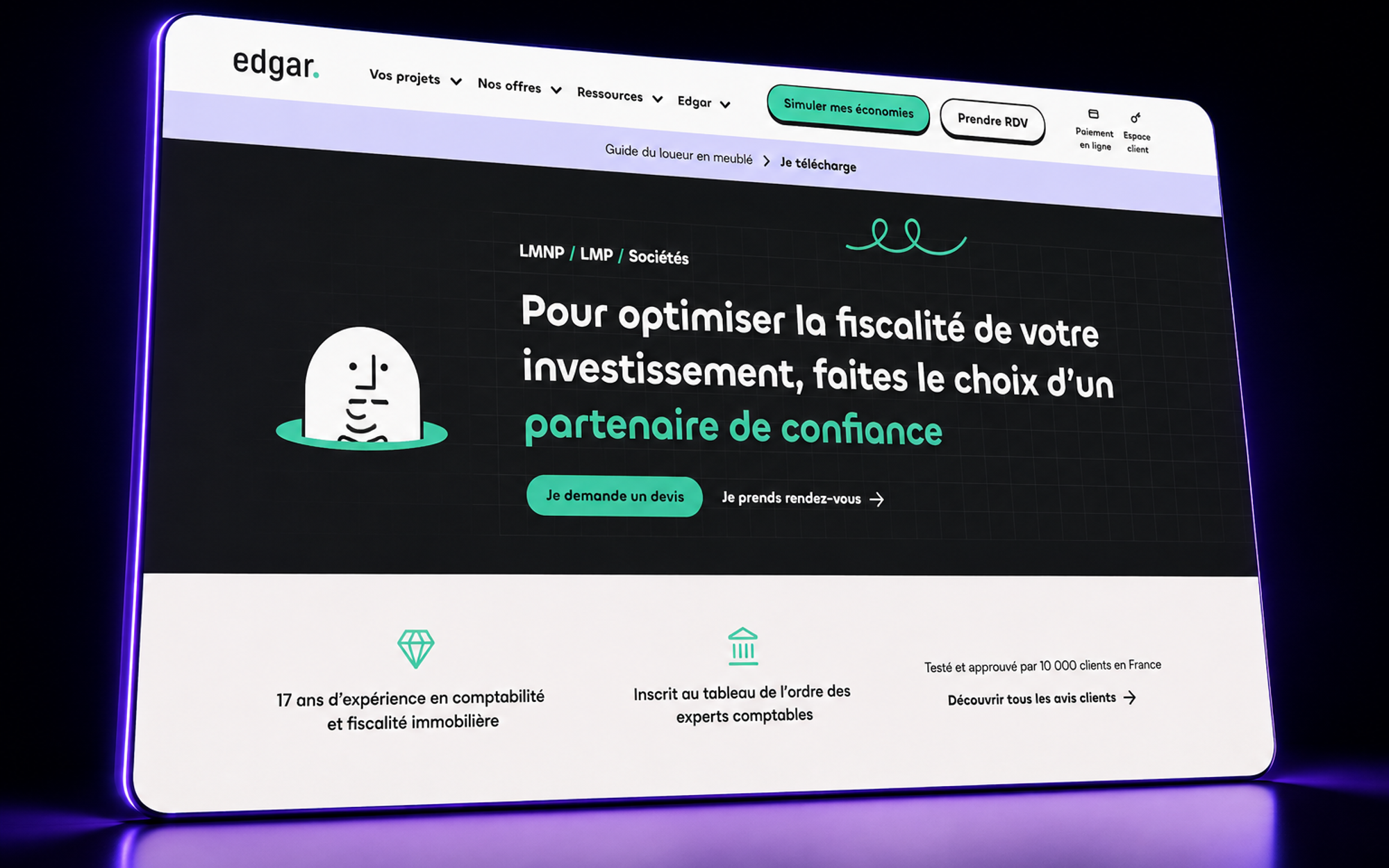 Screenshot of the Bonjour Edgar website