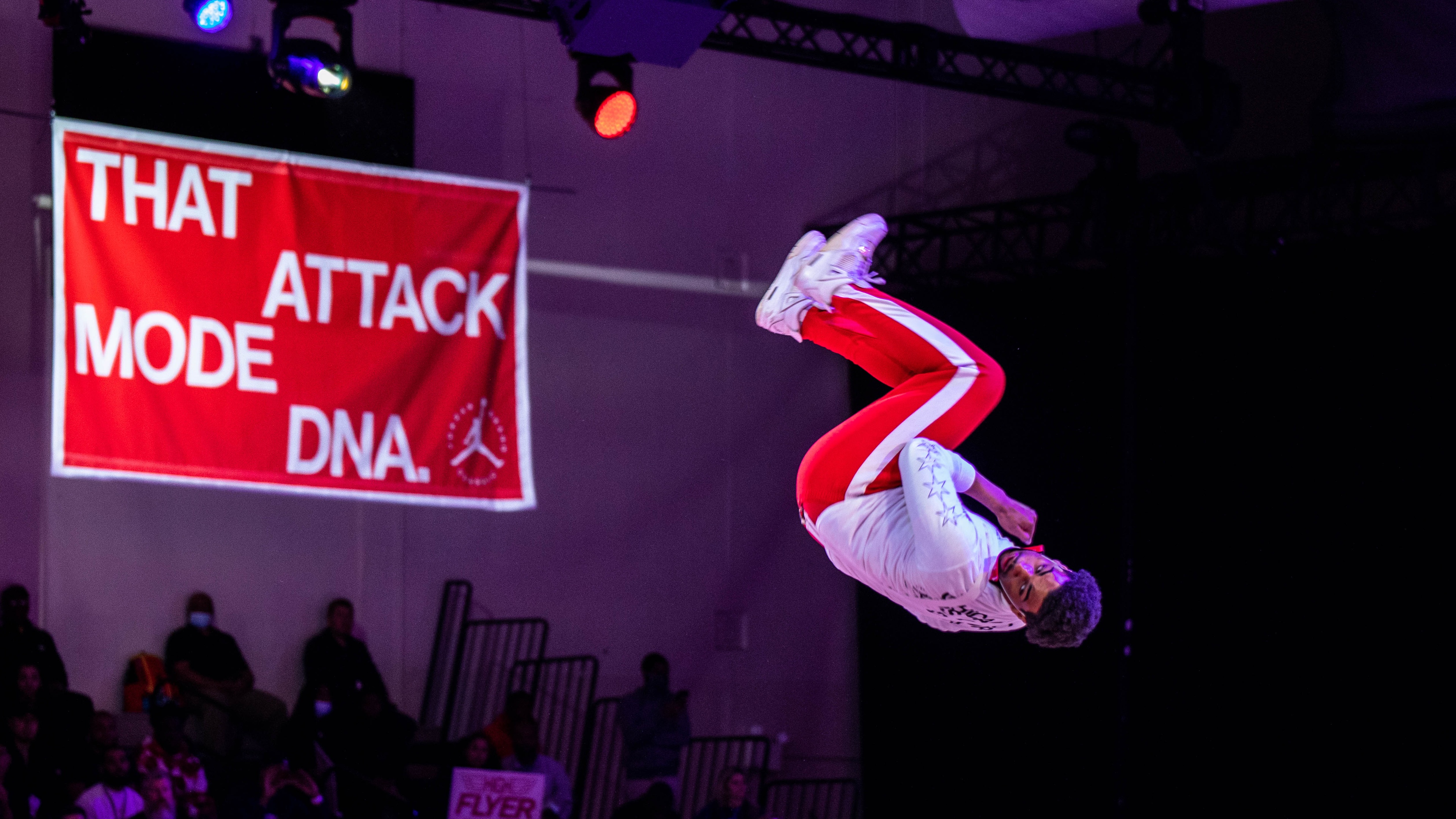 Close up shot of someone doing a flip