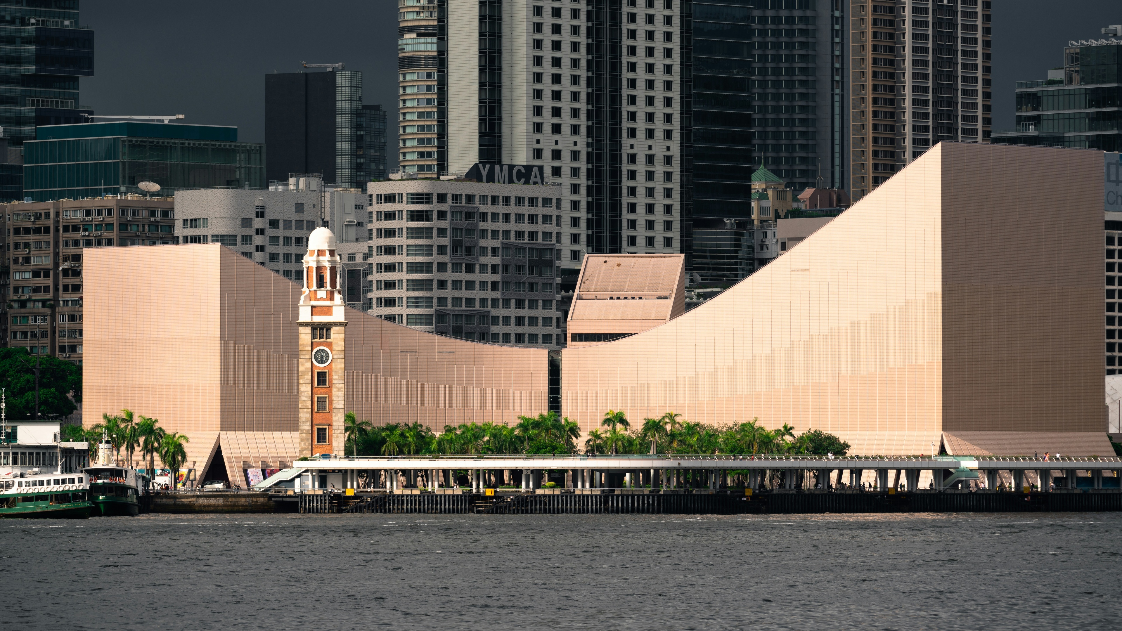 Hong Kong Cultural Center in front of skyline