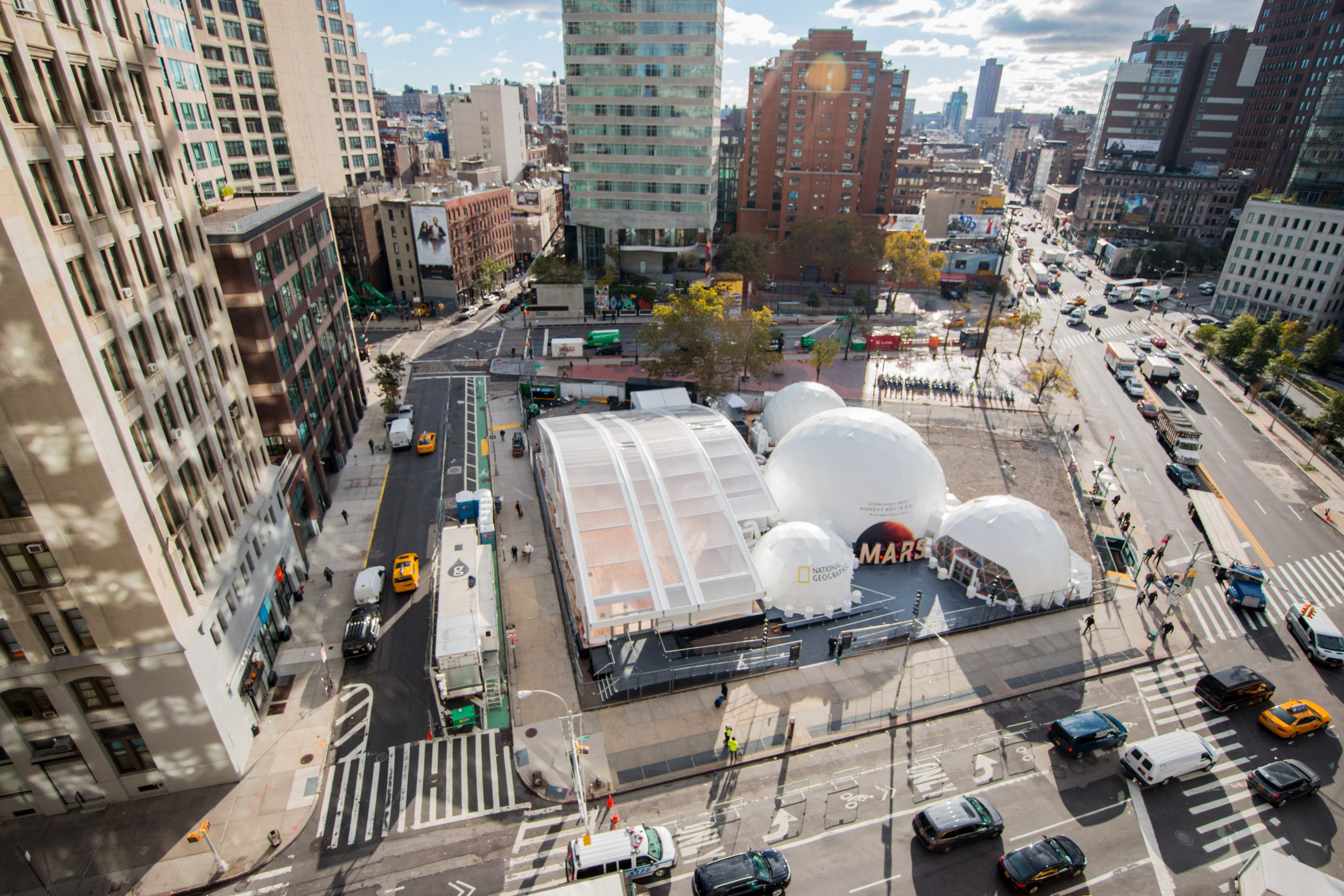 Aerial shot of Experience MARS in downtown NYC