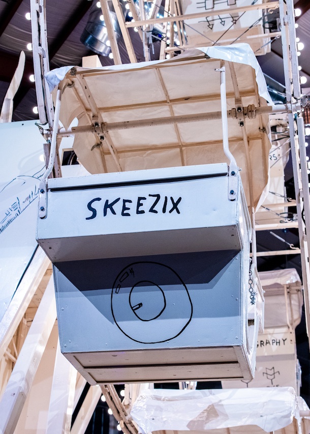 Luna Luna Forgotten Fantasy Jean Michel Basquiat Ferris Wheel detail that reads Skeezix