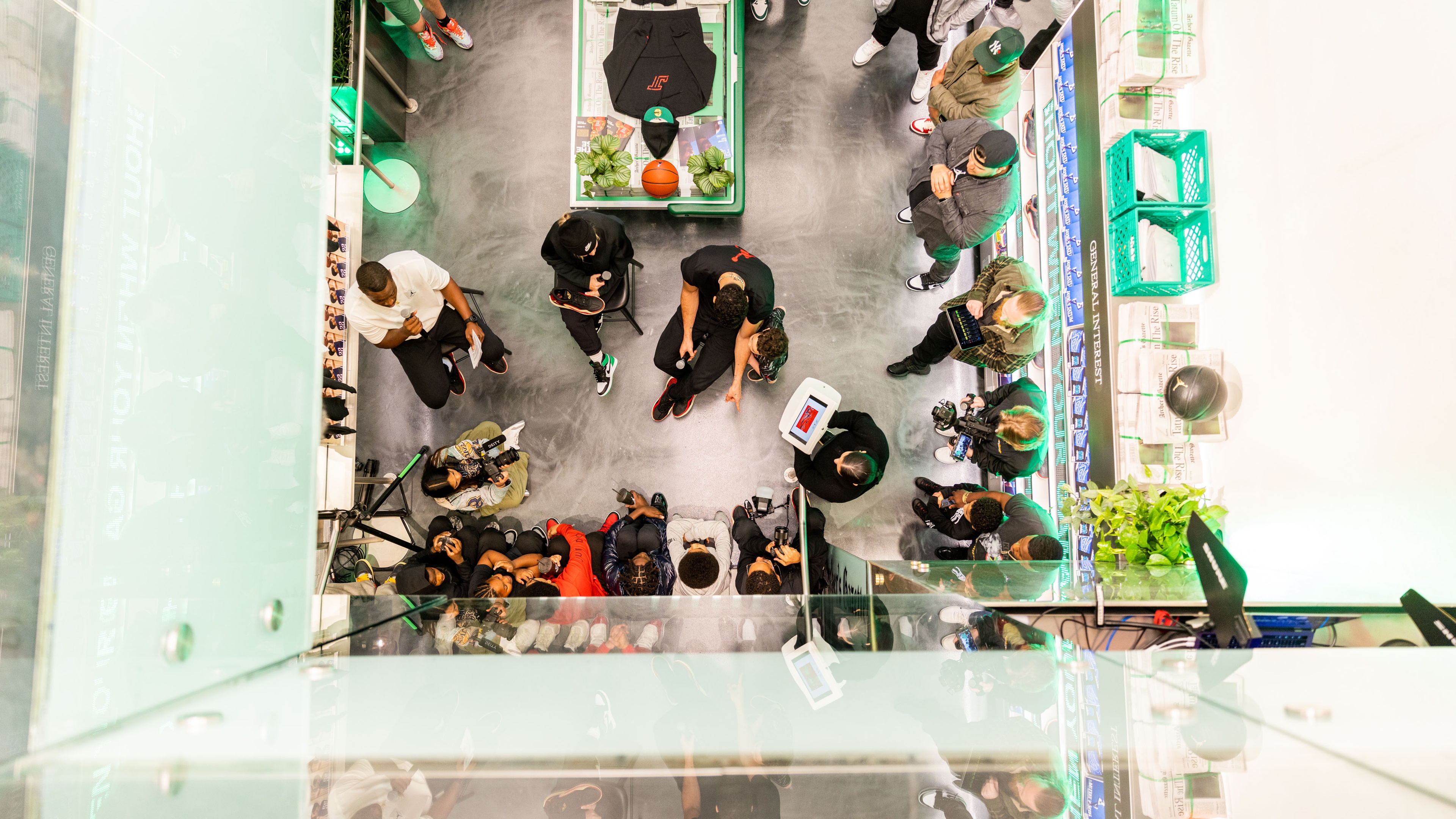 photo from above of people gathered at Nike brand experience