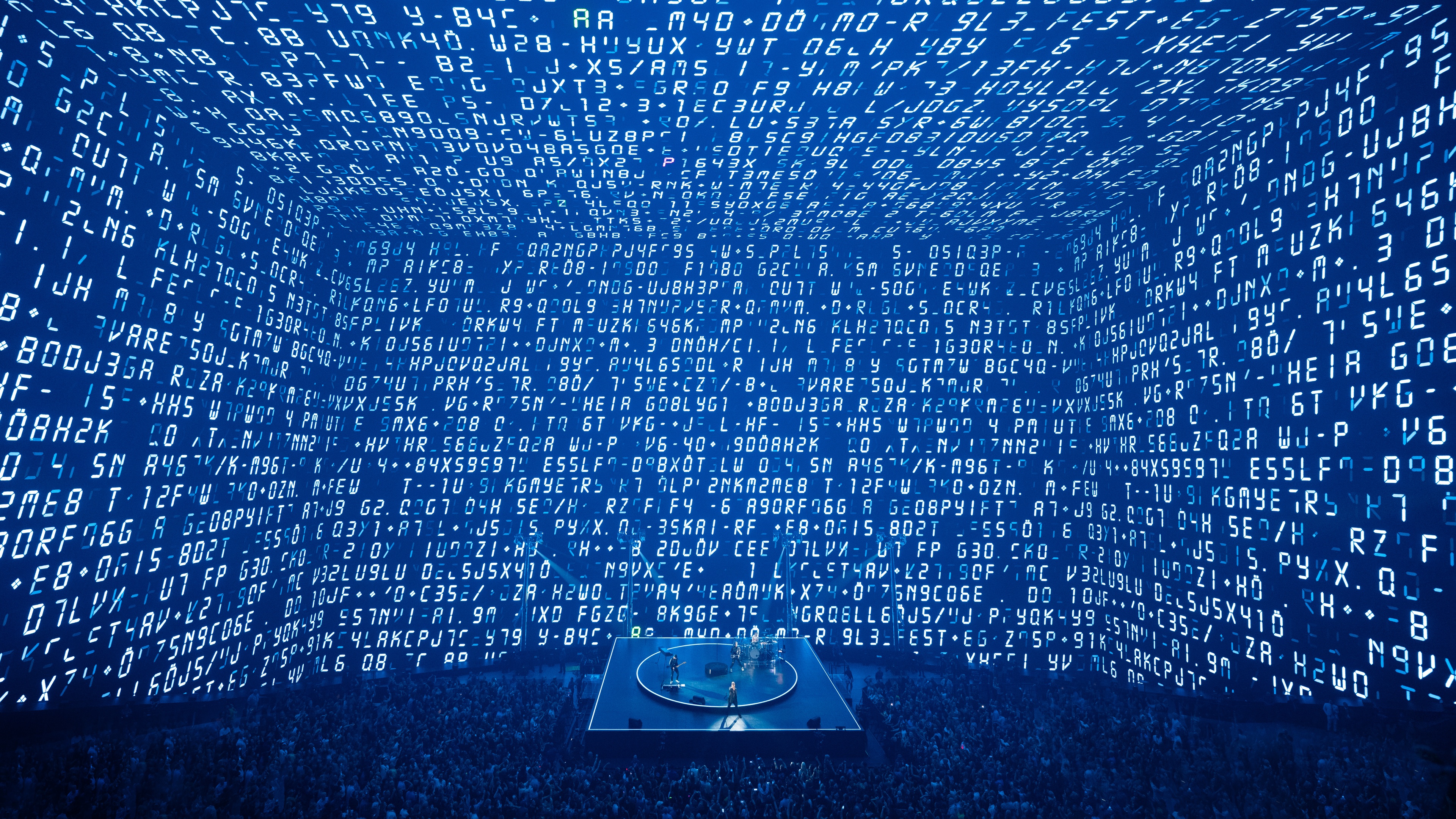 Huge LED screen with numbers and code scrolling down at The Sphere Las Vegas