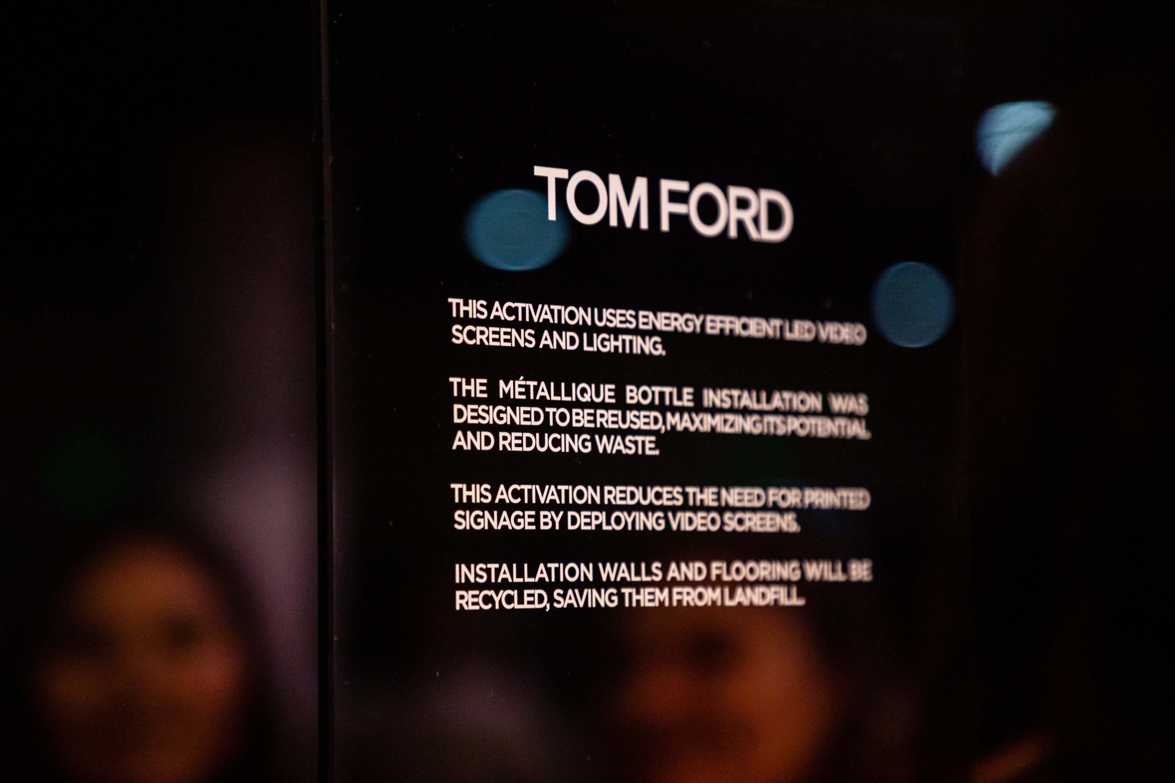 Sustainability message displayed