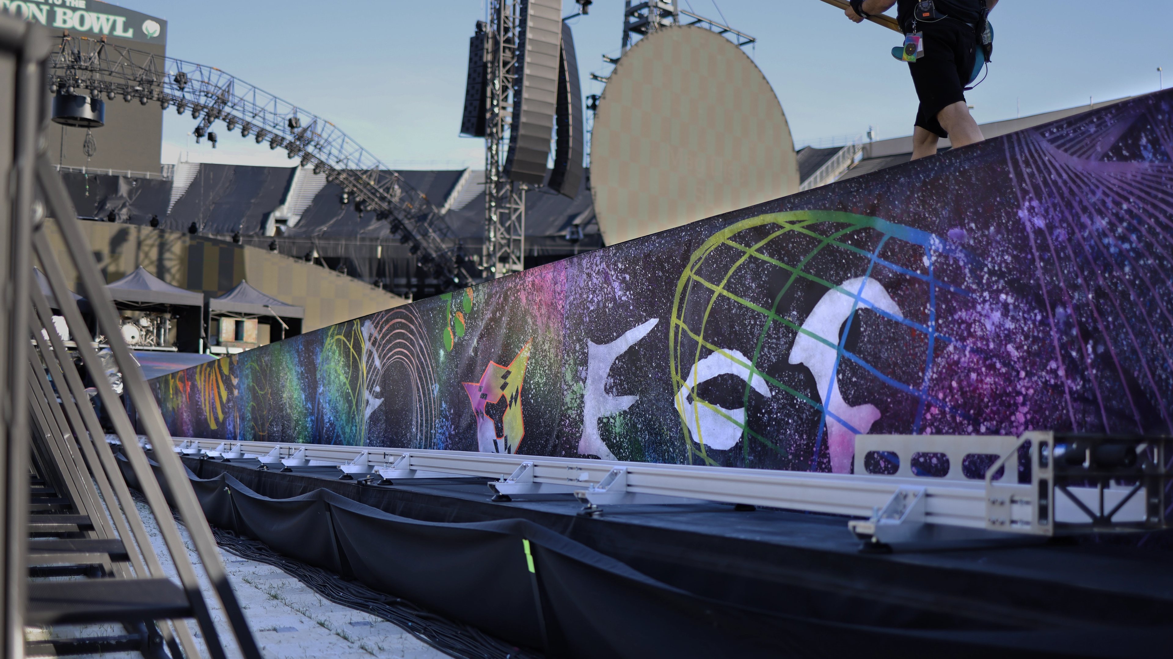 Graffiti painted stage walkway