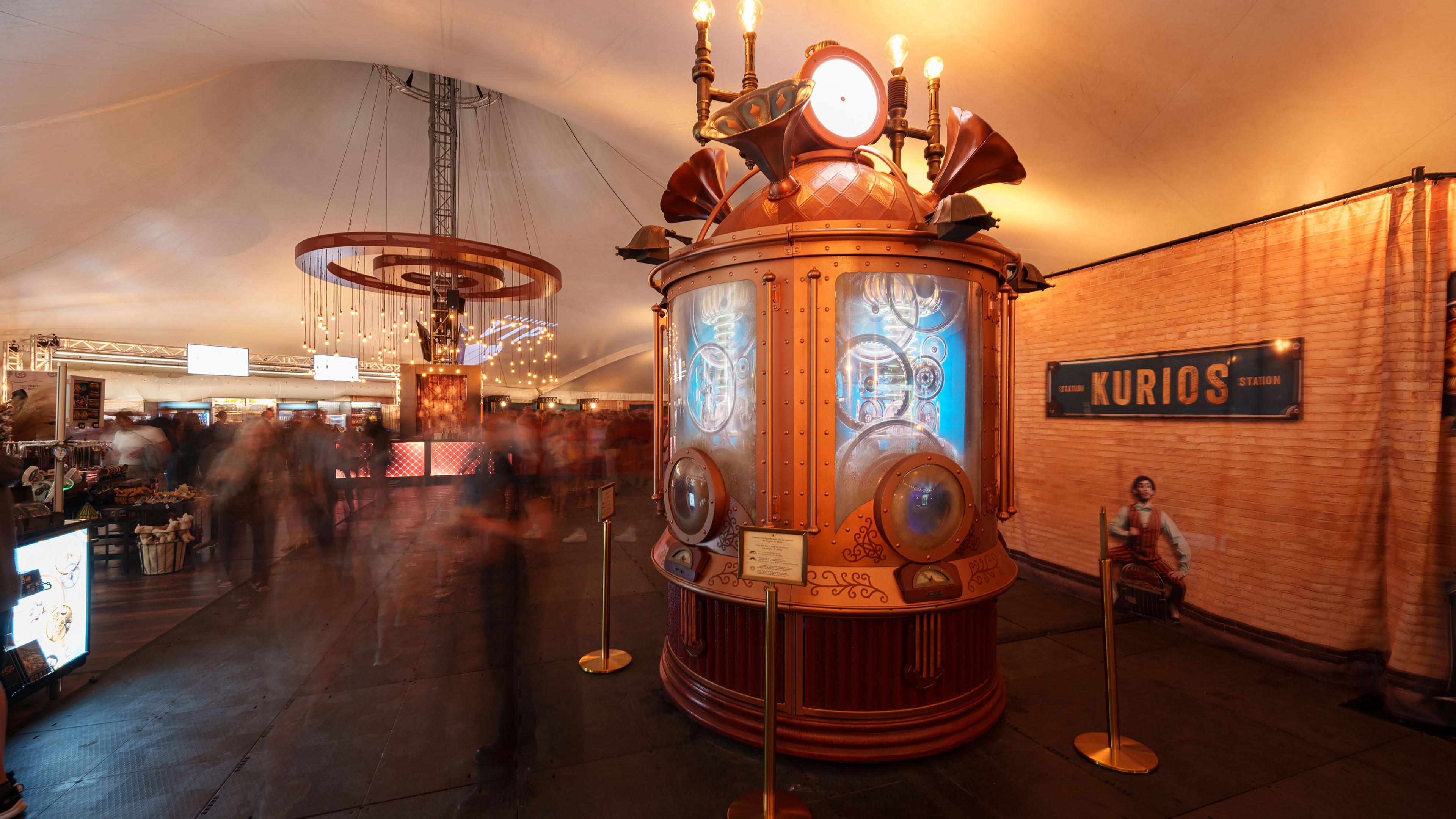 Lobby with steam punk looking objects