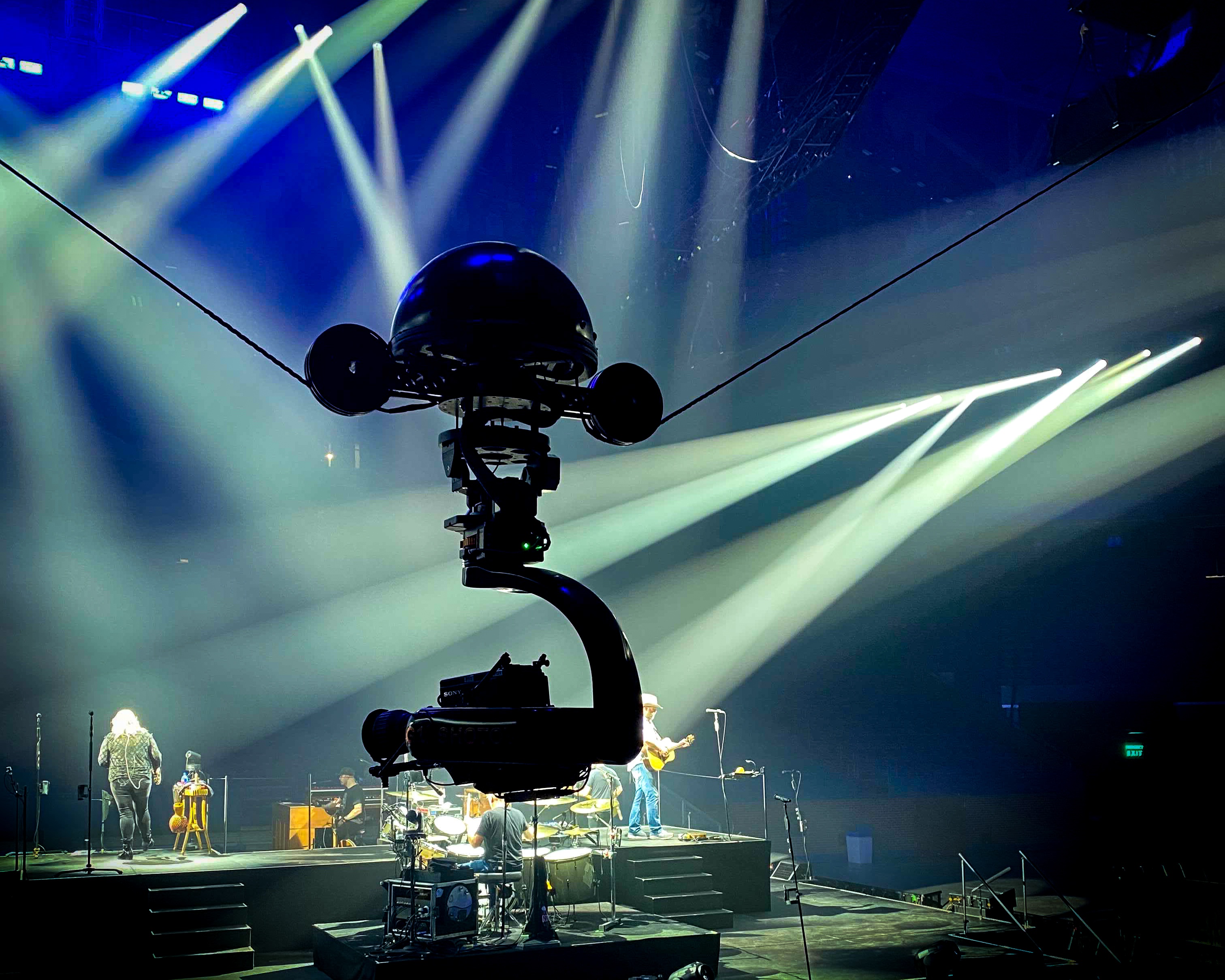 close up of the flying TAIT Navigator Camera System at Eric Church's Gather Again Tour
