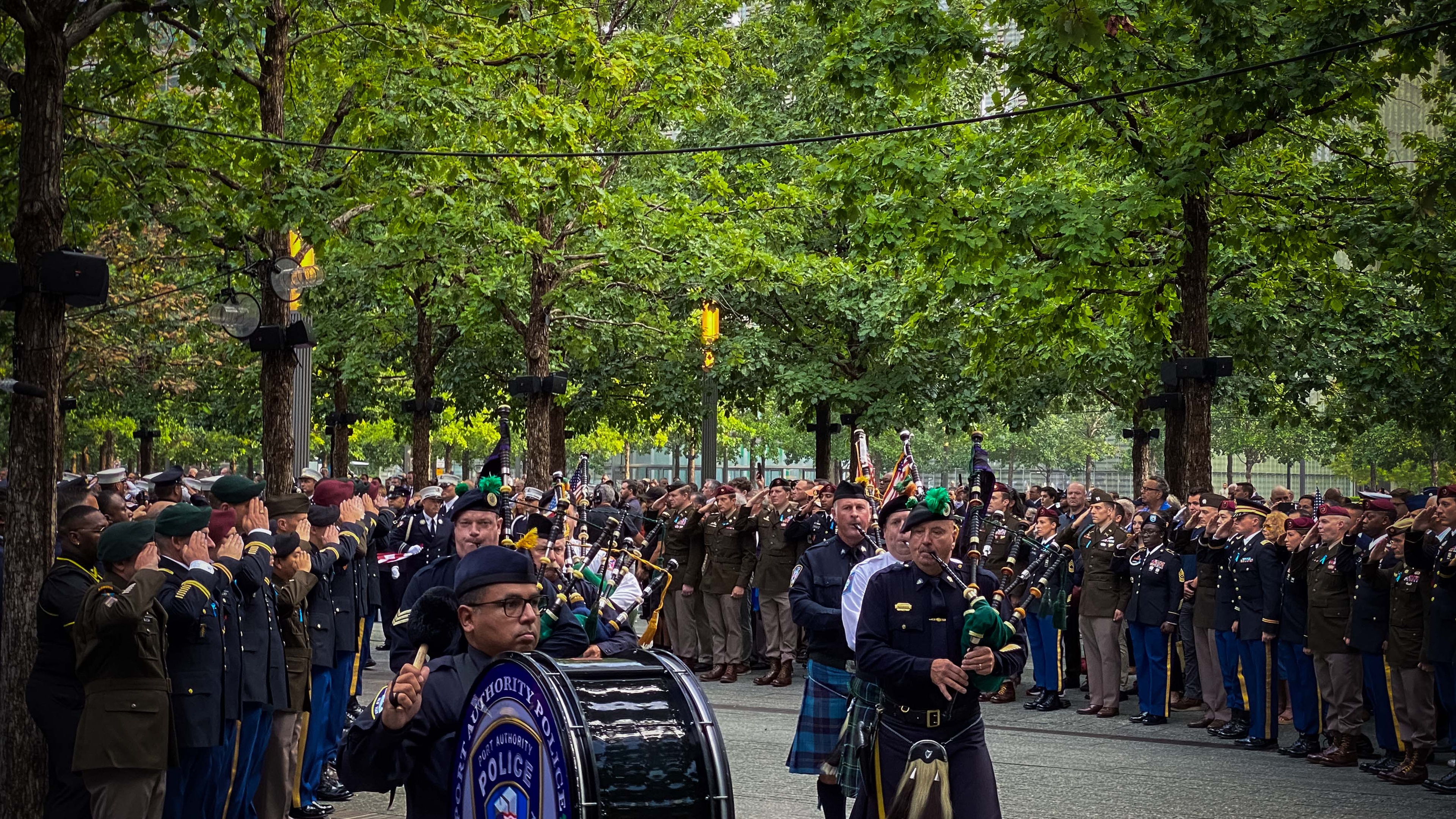 Band playing outdoors for large crowd