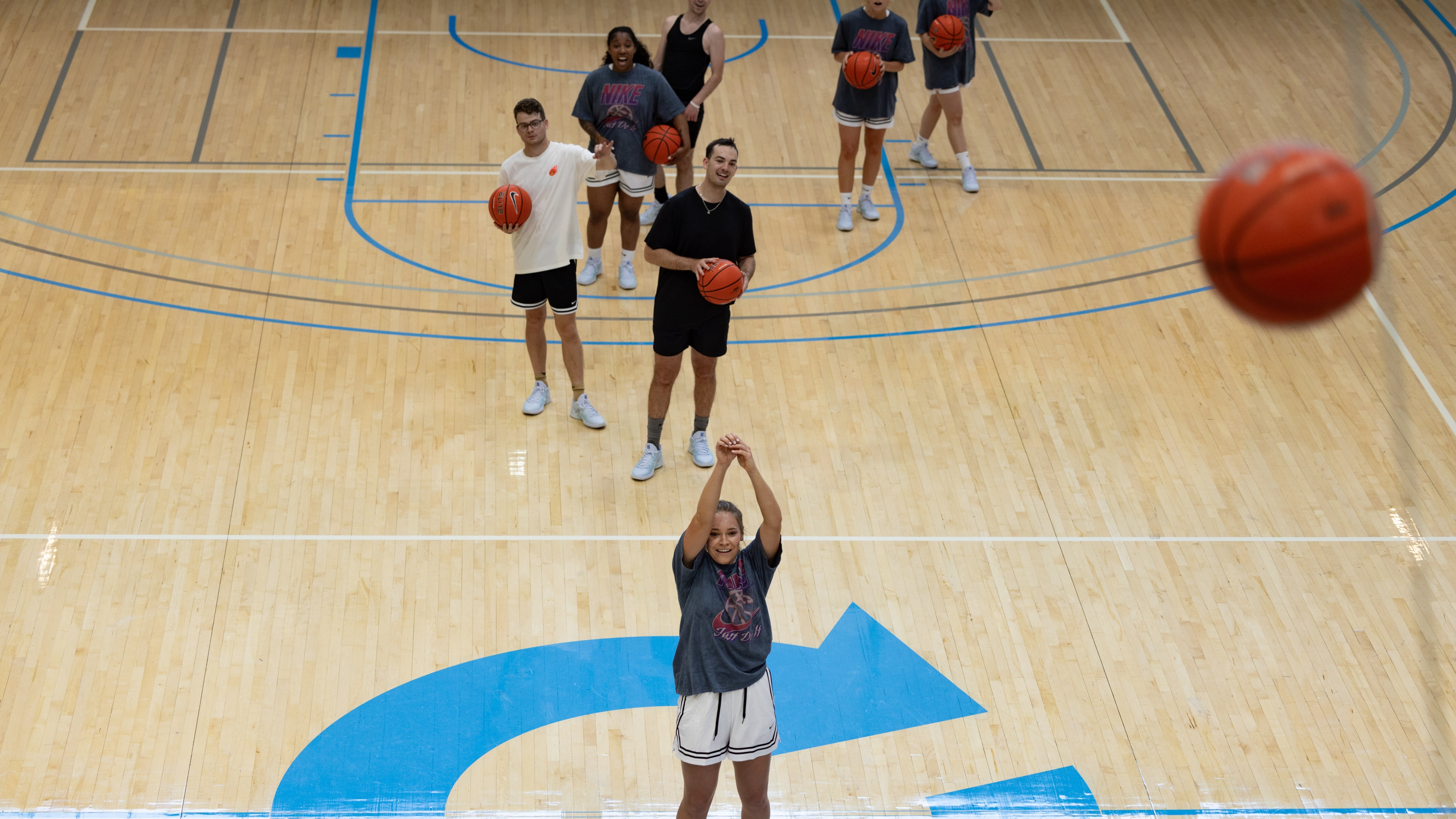 player shooting basketball