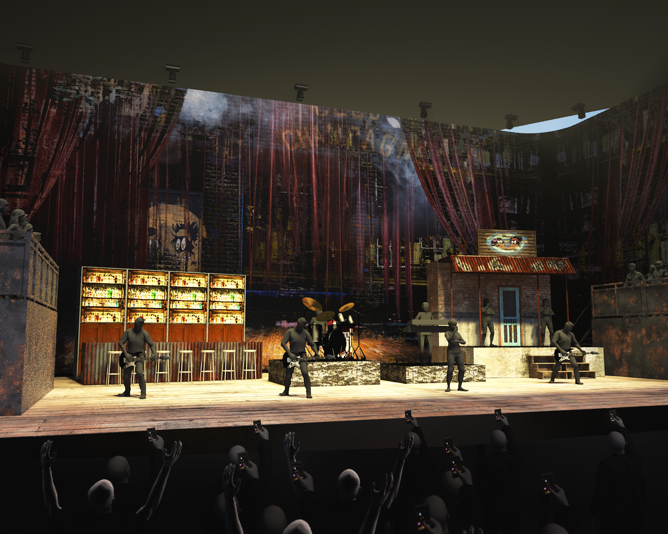 stage rendering of the Black Crowes Shake Your Money Maker Tour