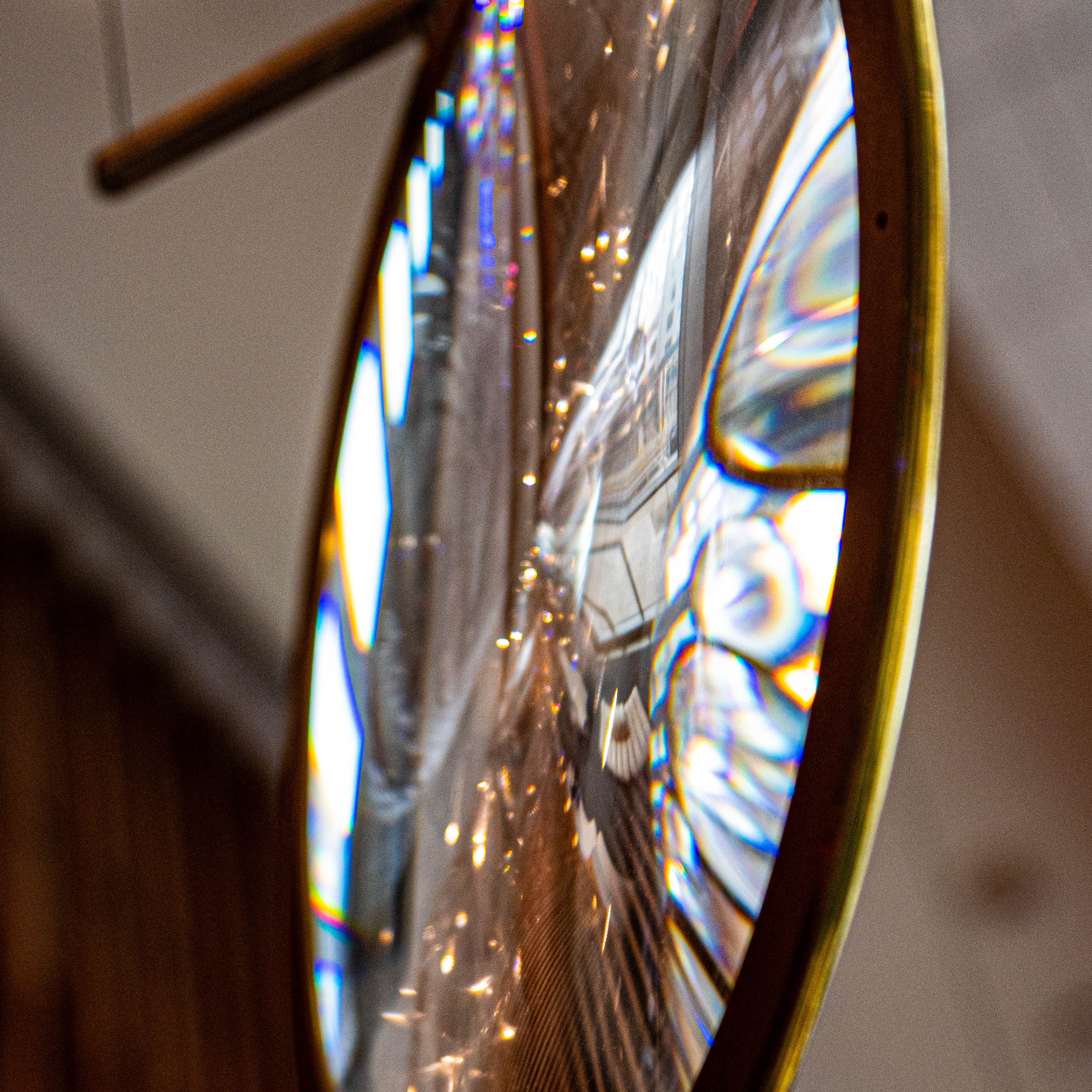 Close up shot of glass chandelier