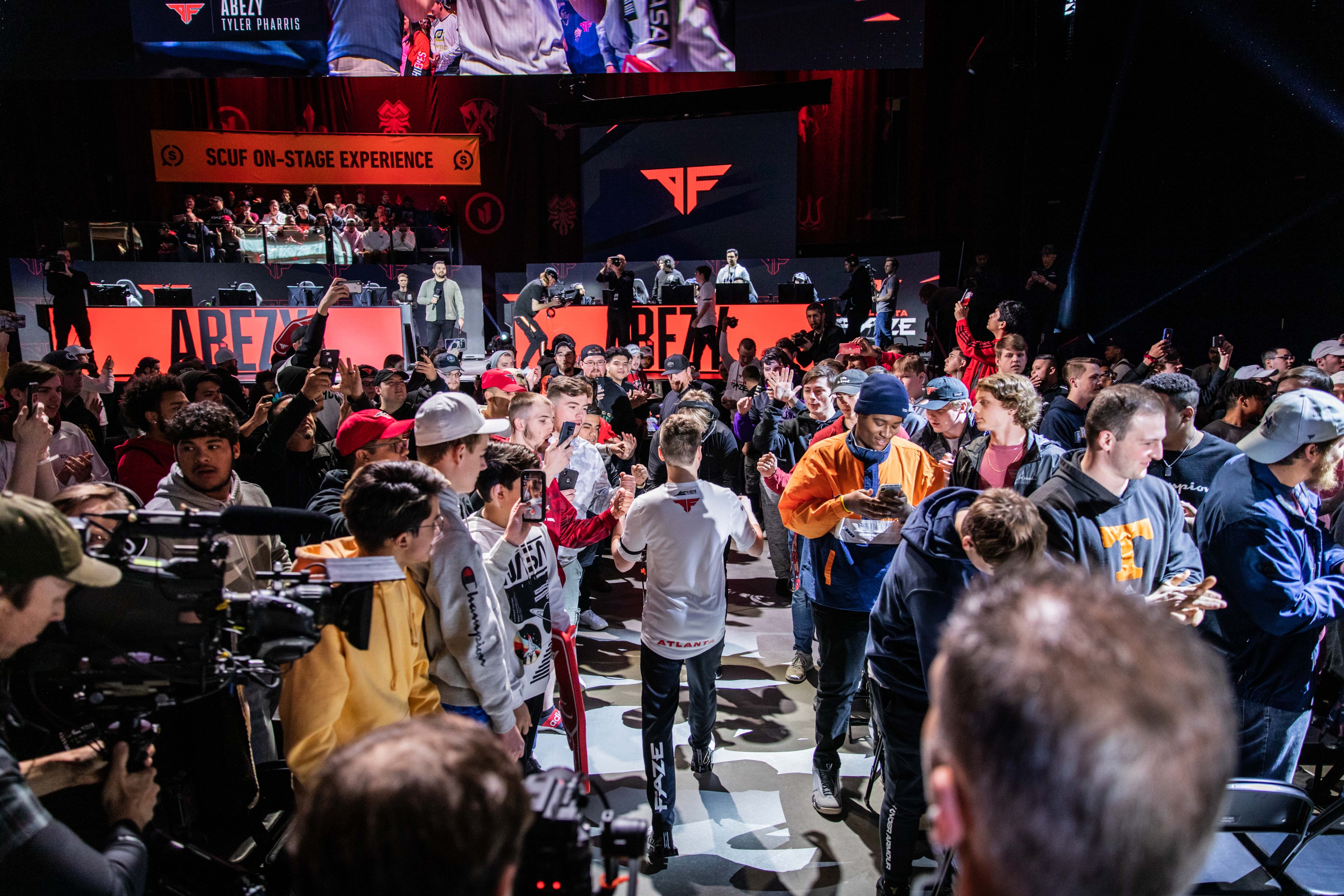 Crowd gathered in front of stage