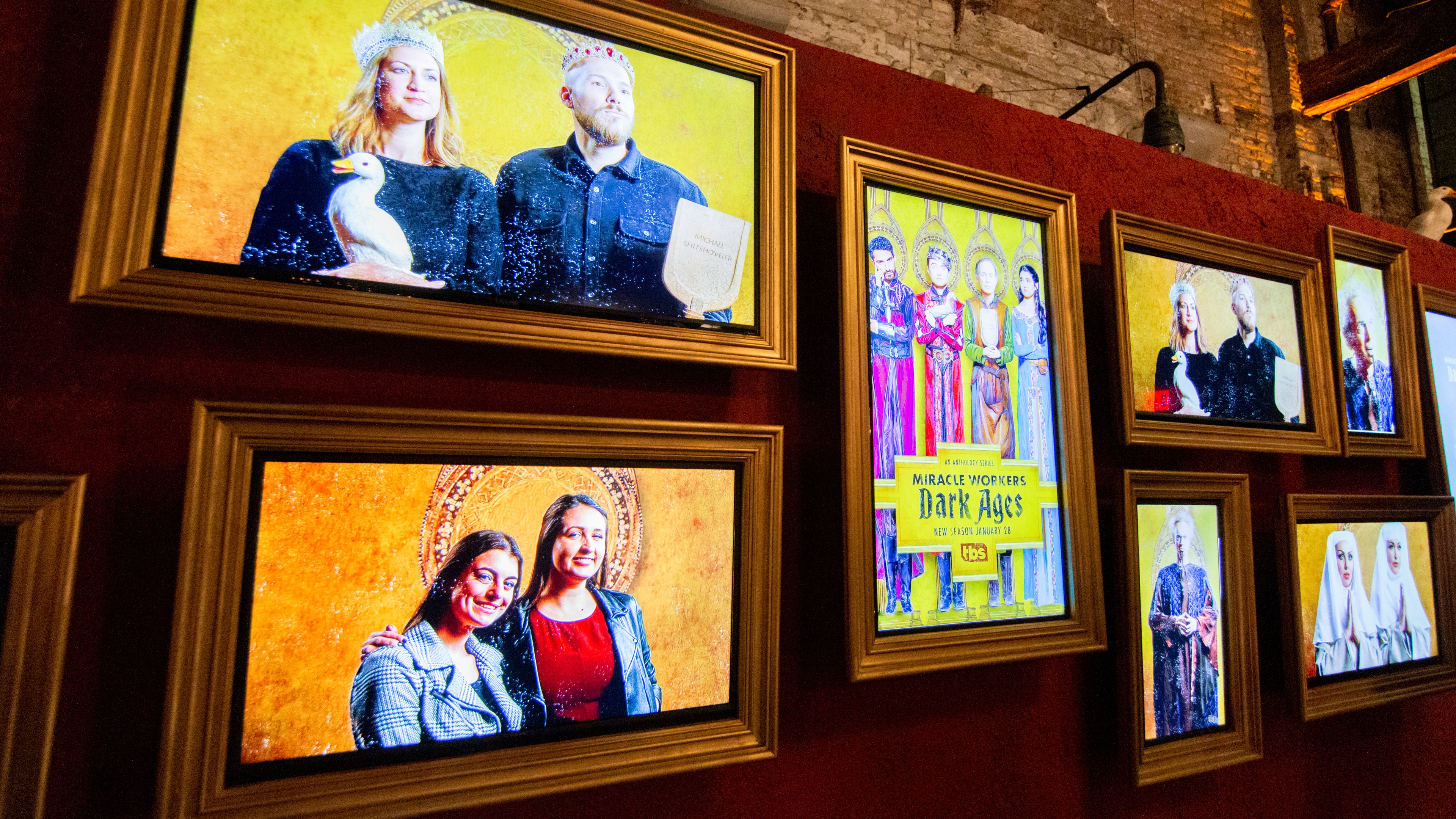 Wall with video portraits