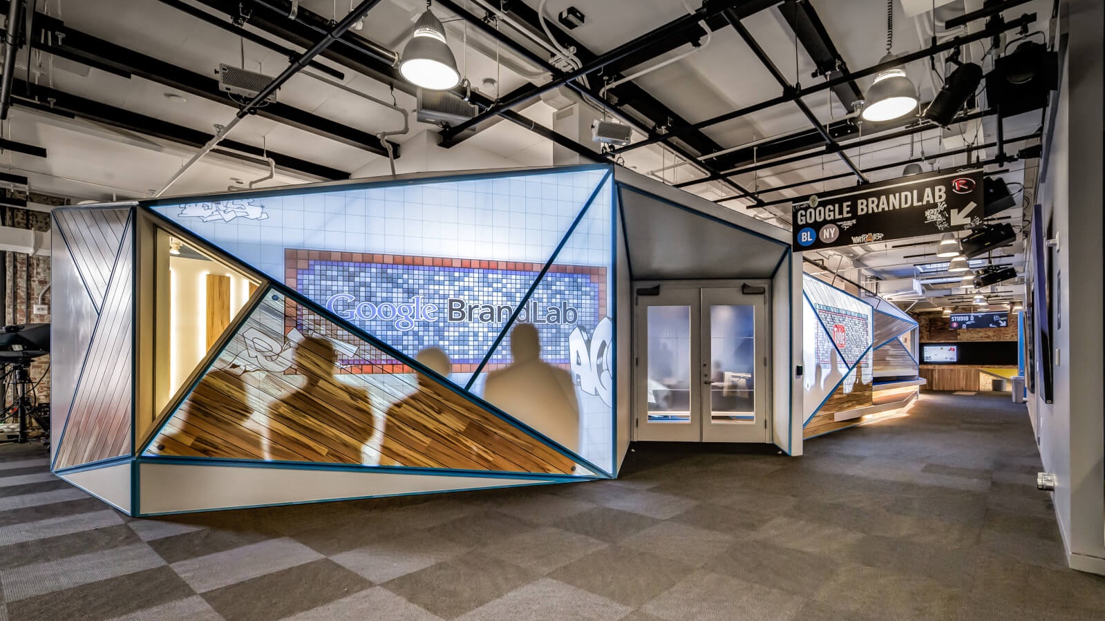 Office lobby with LED screens
