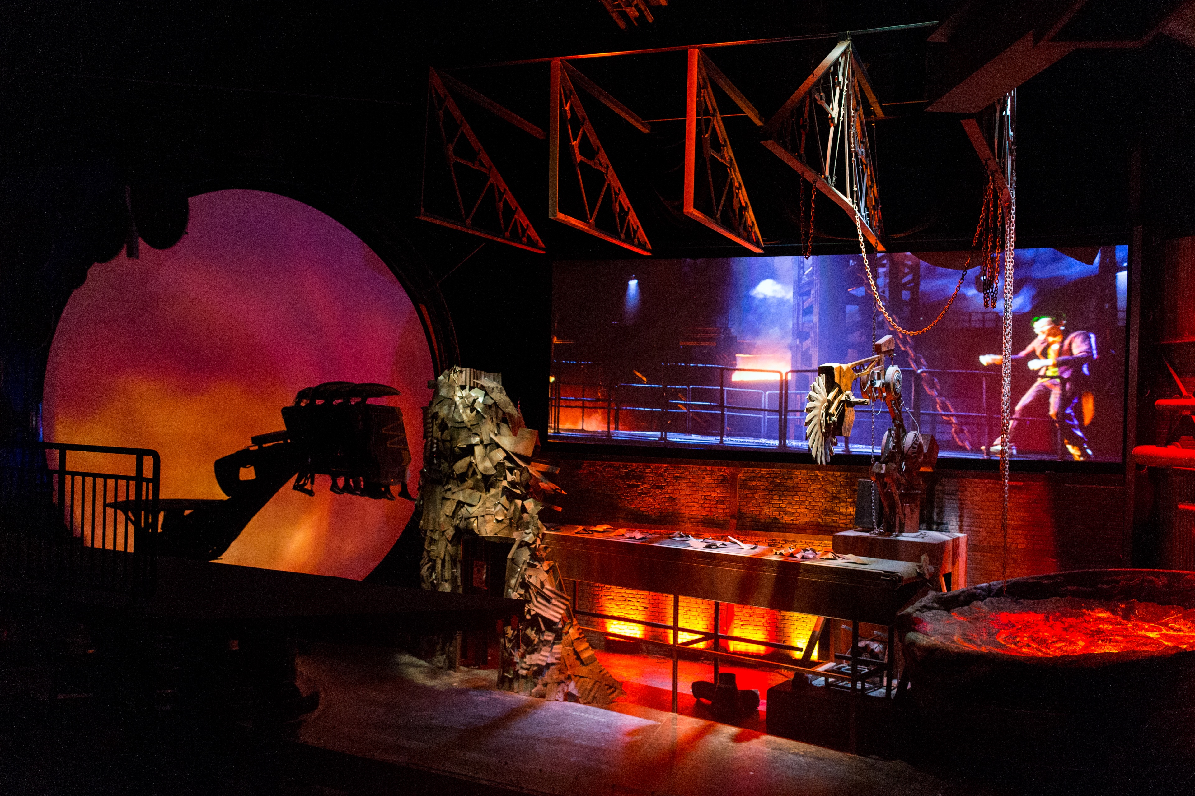 Indoor ride with red lighting