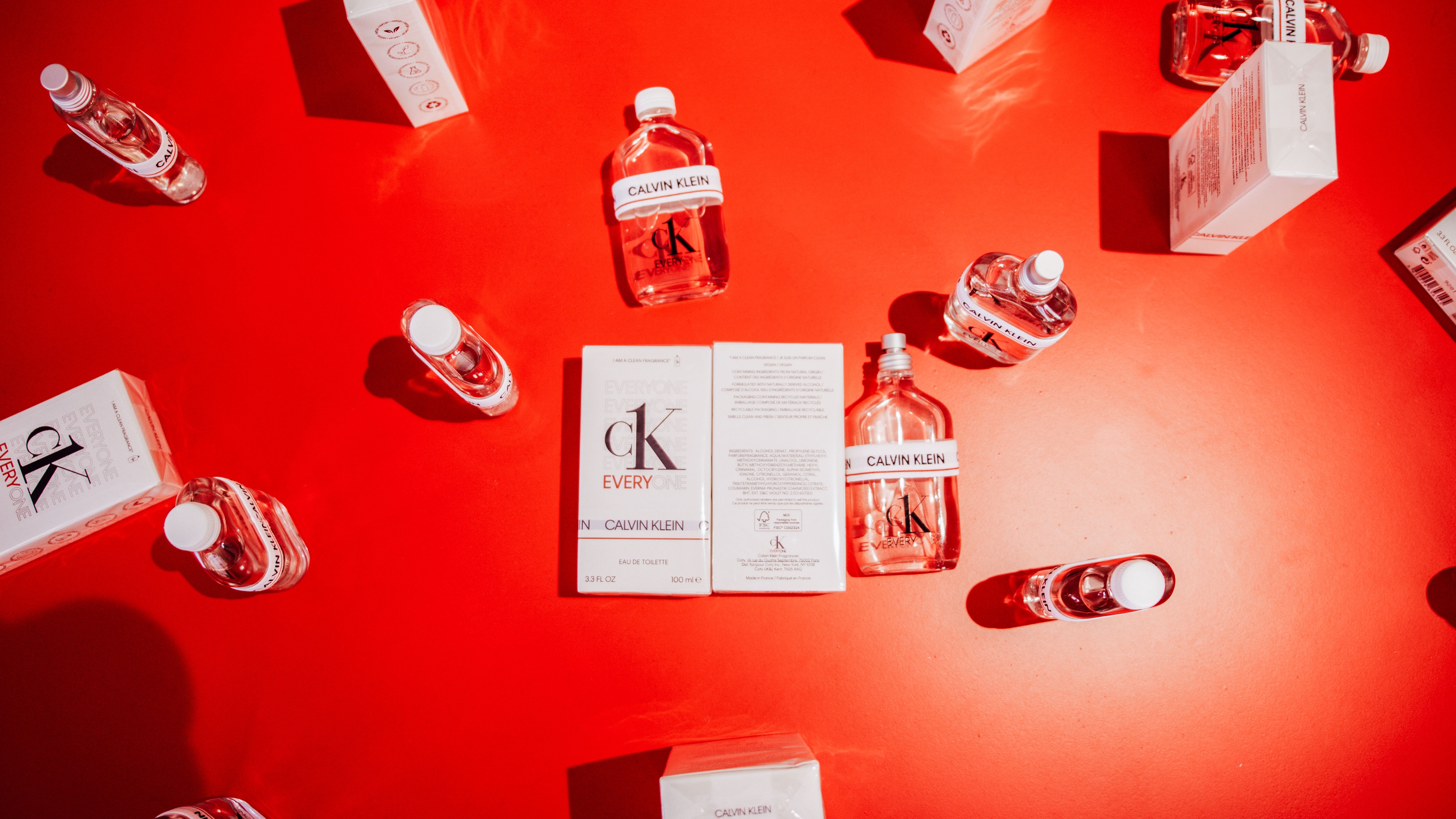 CK product shot on red background
